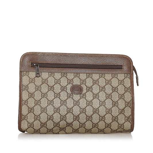 Gucci GG Supreme SHG Canvas Brown Clutch Bag 3