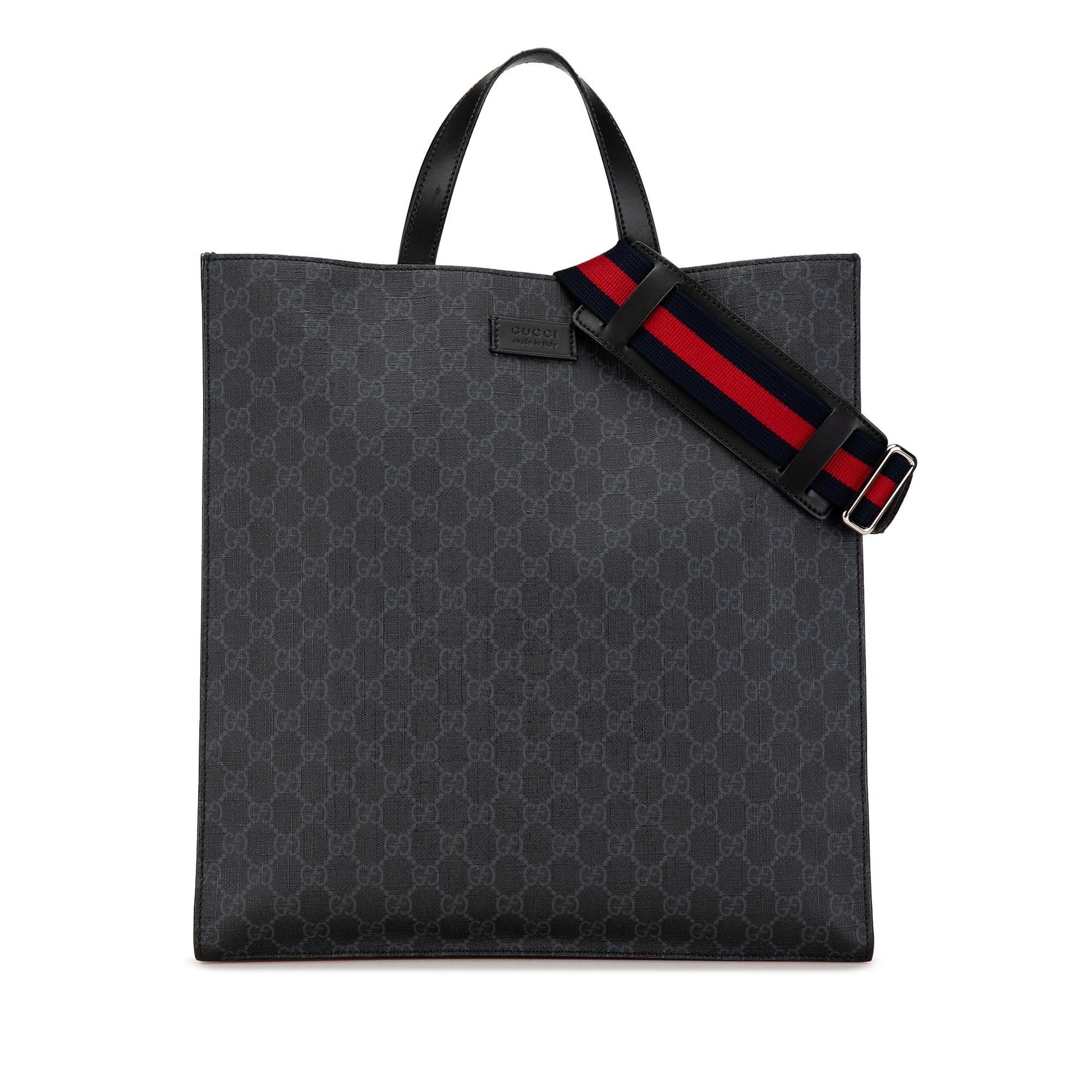 Gucci GG Supreme Convertible Soft Canvas Black Tote Bag