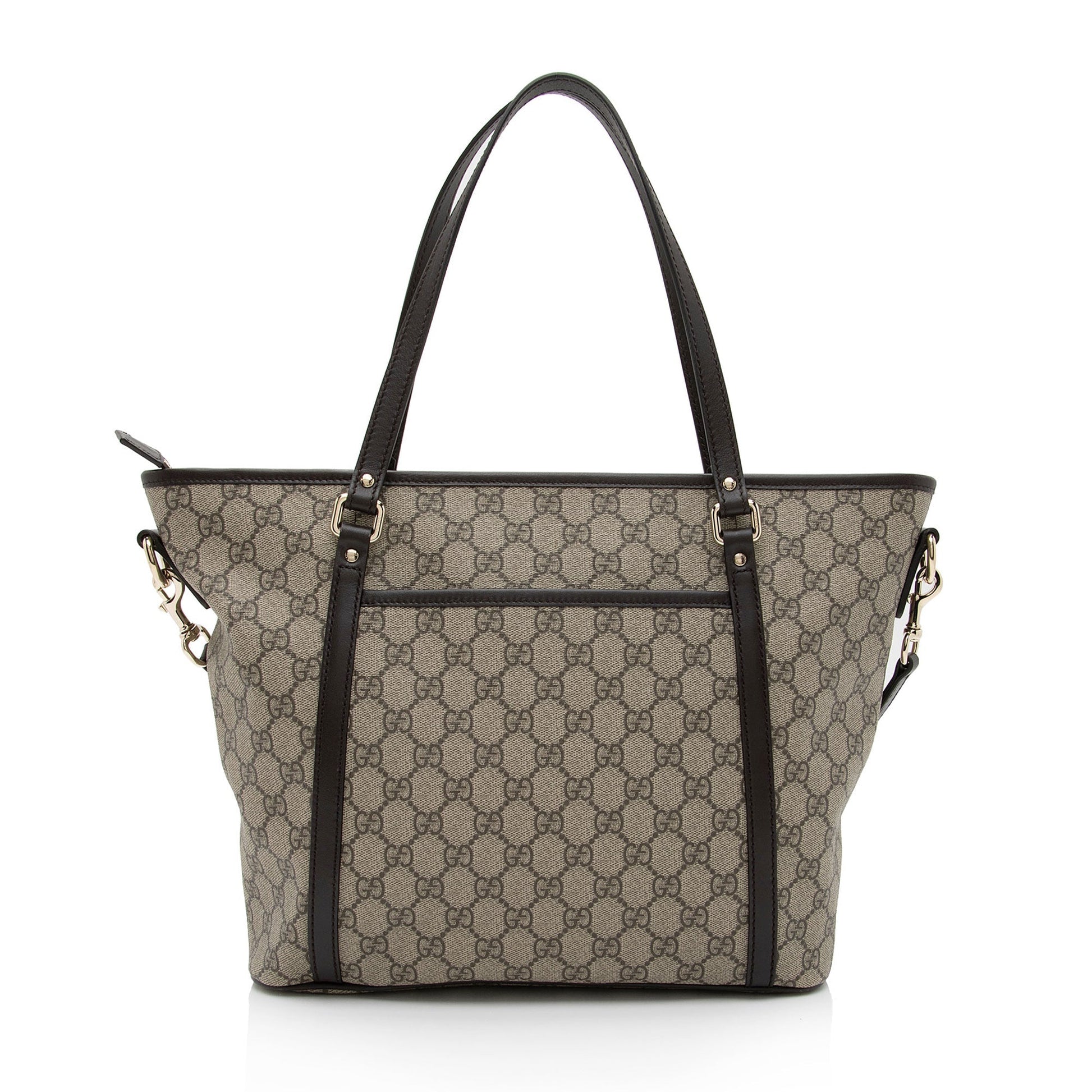 Gucci GG Supreme Convertible SHF-Y8E55b Leather Canvas Brown Beige Tote Bag