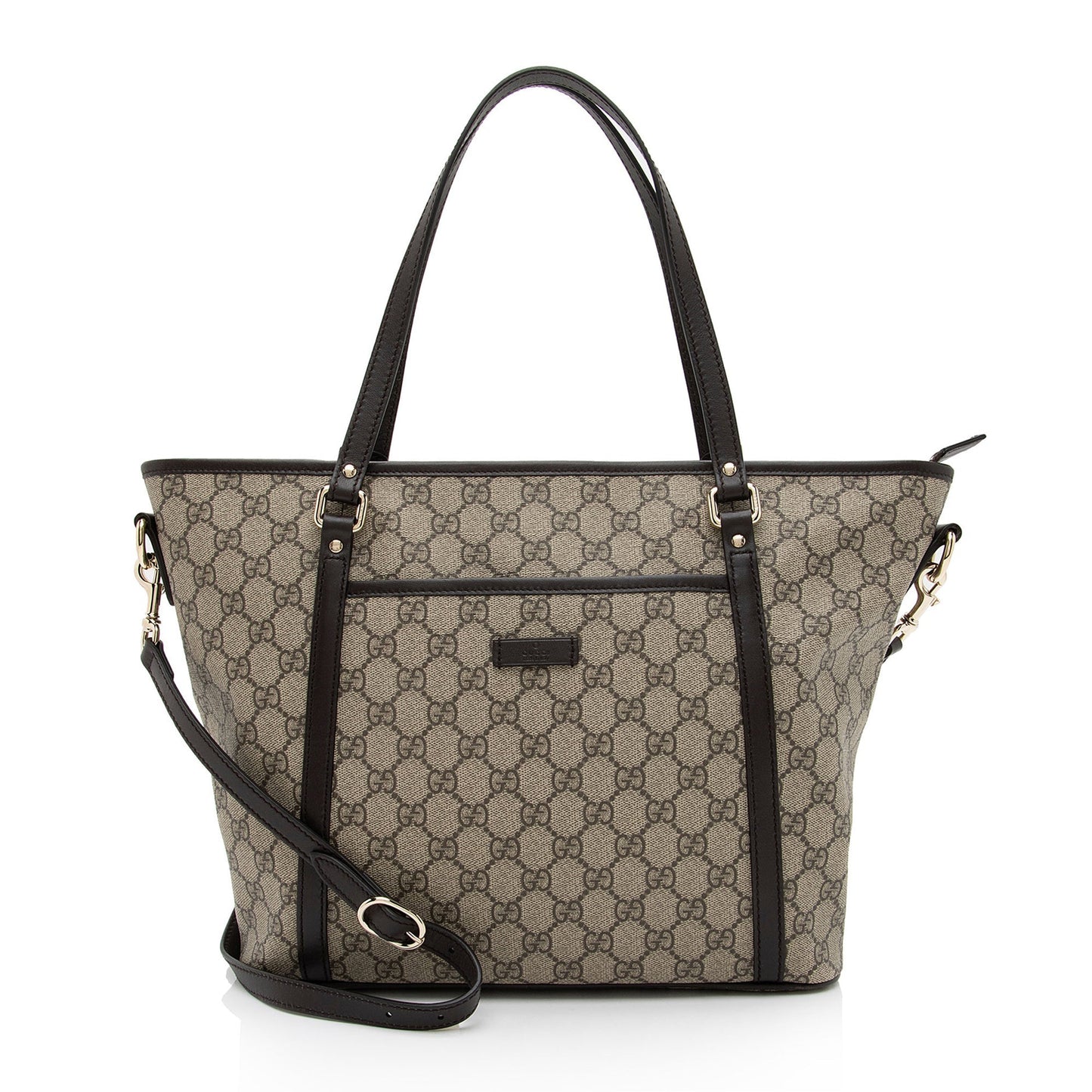 Gucci GG Supreme Convertible SHF-Y8E55b Leather Canvas Brown Beige Tote Bag