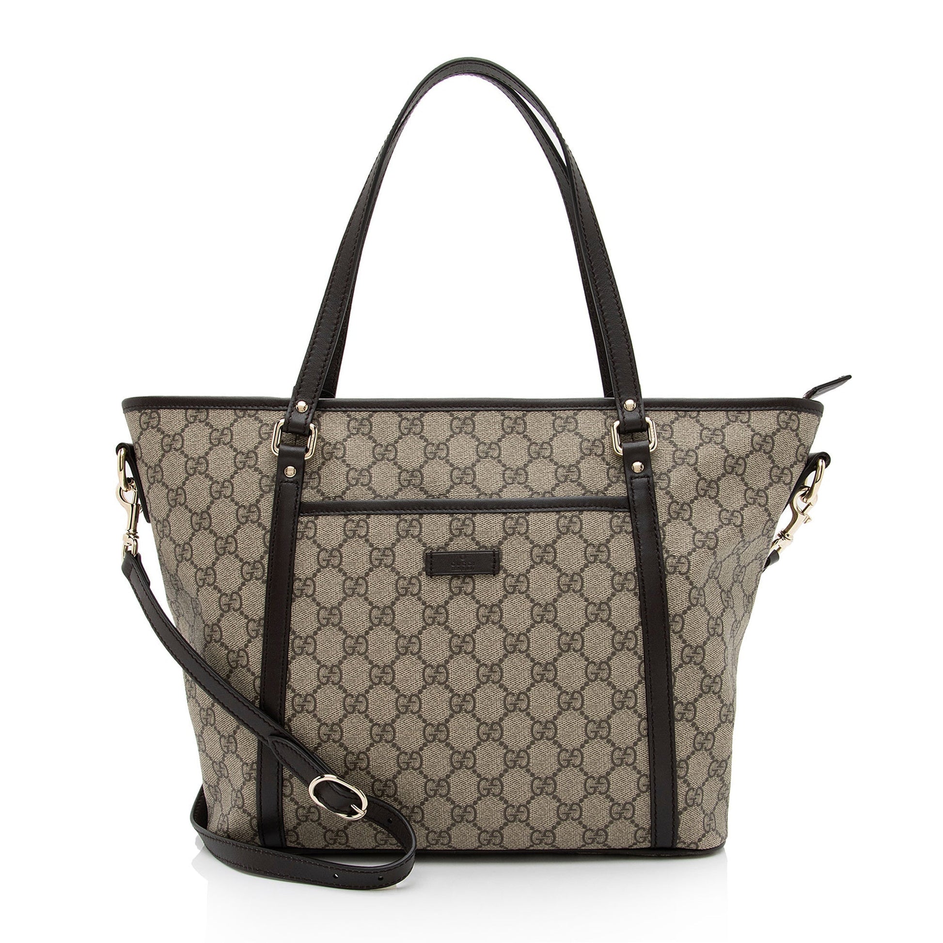 Gucci GG Supreme Convertible SHF-Y8E55b Leather Canvas Brown Beige Tote Bag