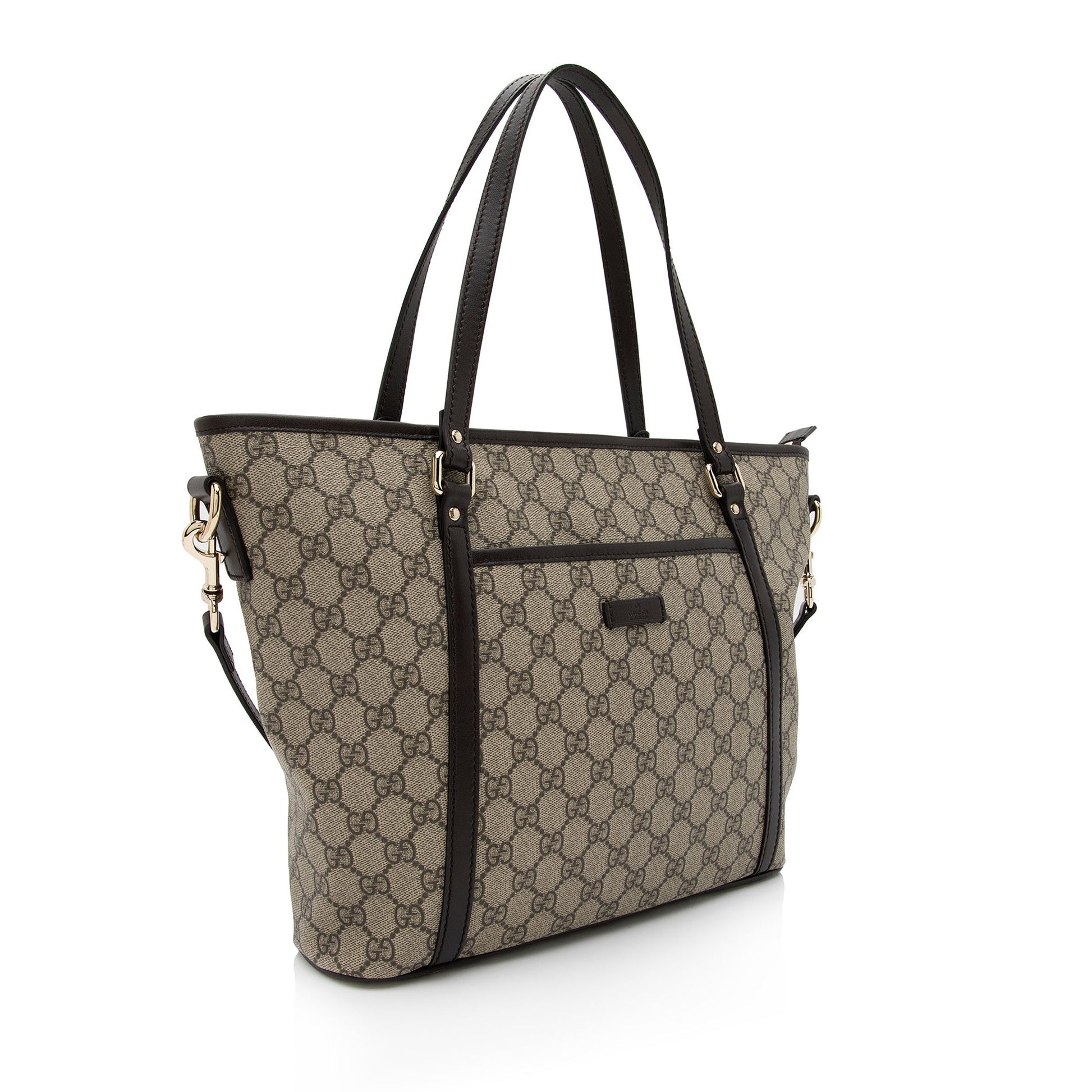 Gucci GG Supreme Convertible SHF-Y8E55b Leather Canvas Brown Beige Tote Bag