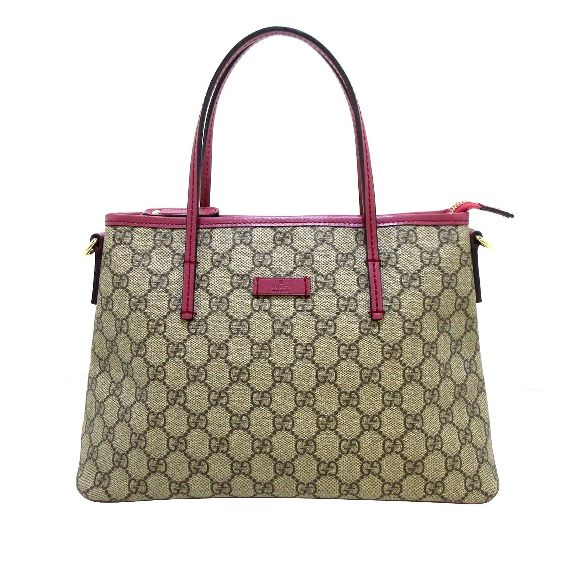 Gucci GG Supreme Convertible Zip SHG-zG1Gzm Canvas Calf Brown Pink Tote Bag