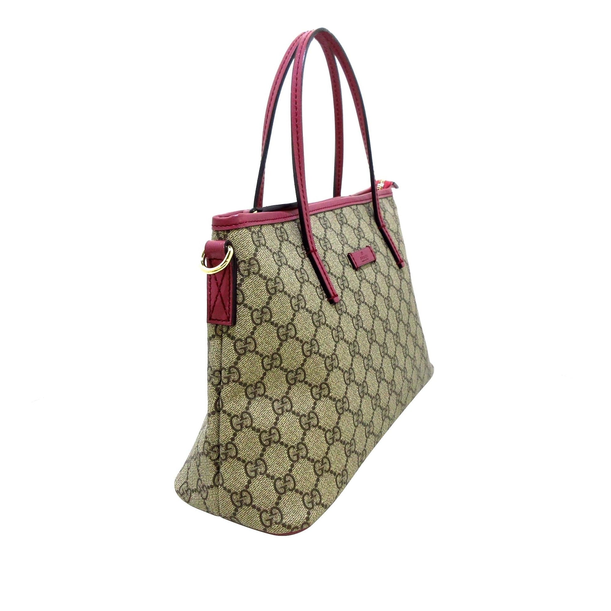 Gucci GG Supreme Convertible Zip SHG-zG1Gzm Canvas Calf Brown Pink Tote Bag