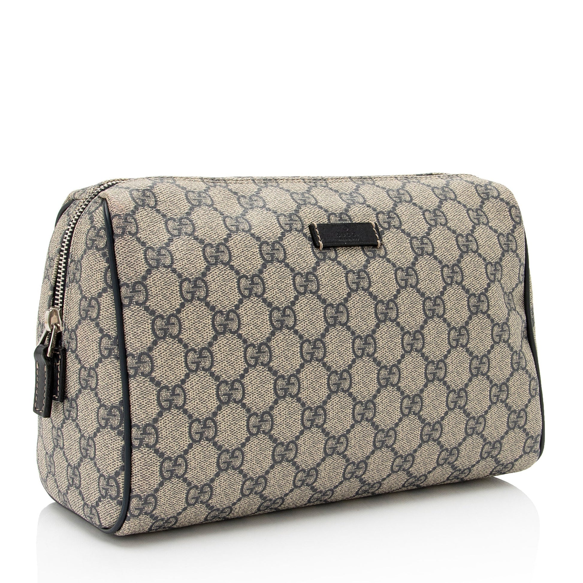 Gucci GG Supreme Cosmetic Case SHF-g399e7 Leather Canvas Beige Blue Handbag