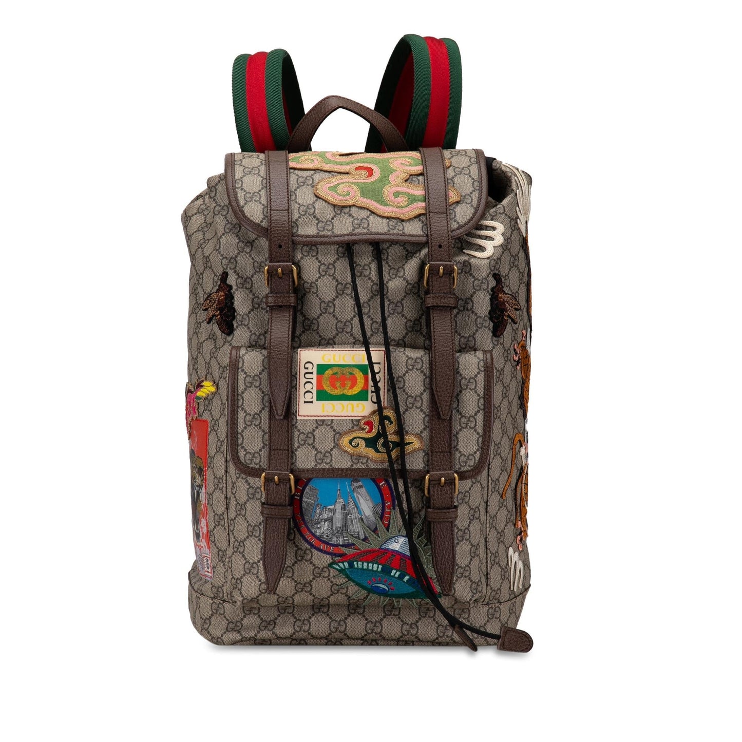 Gucci GG Supreme Courrier Backpack SHG-v9EkNM Canvas Calf Brown