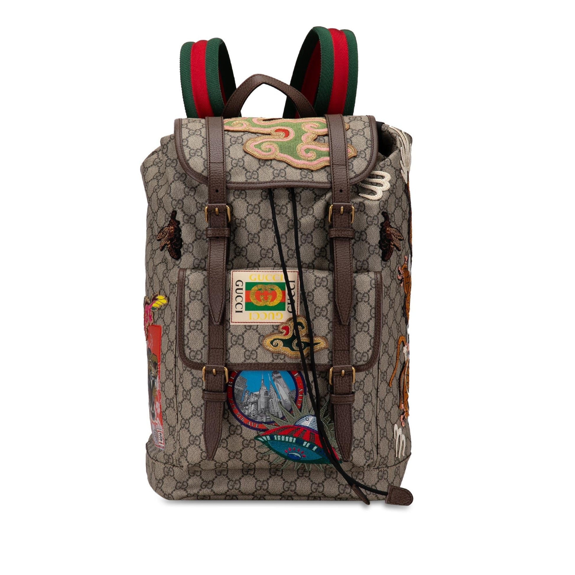 Gucci GG Supreme Courrier Backpack SHG-v9EkNM Canvas Calf Brown
