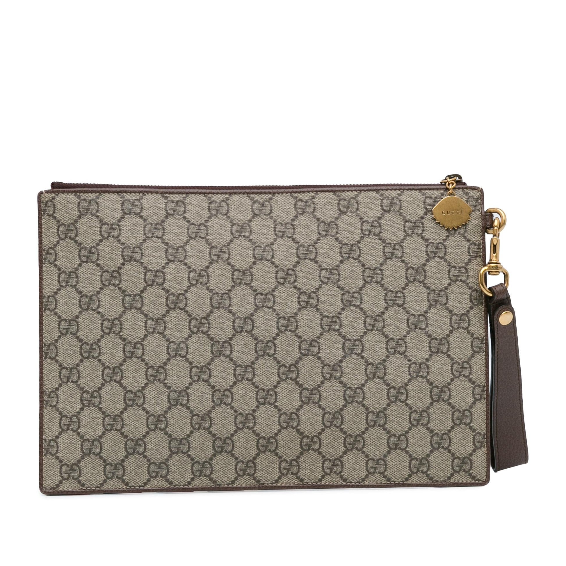 Gucci GG Supreme Courrier SHG-XcQo2d Canvas Brown Clutch Bag
