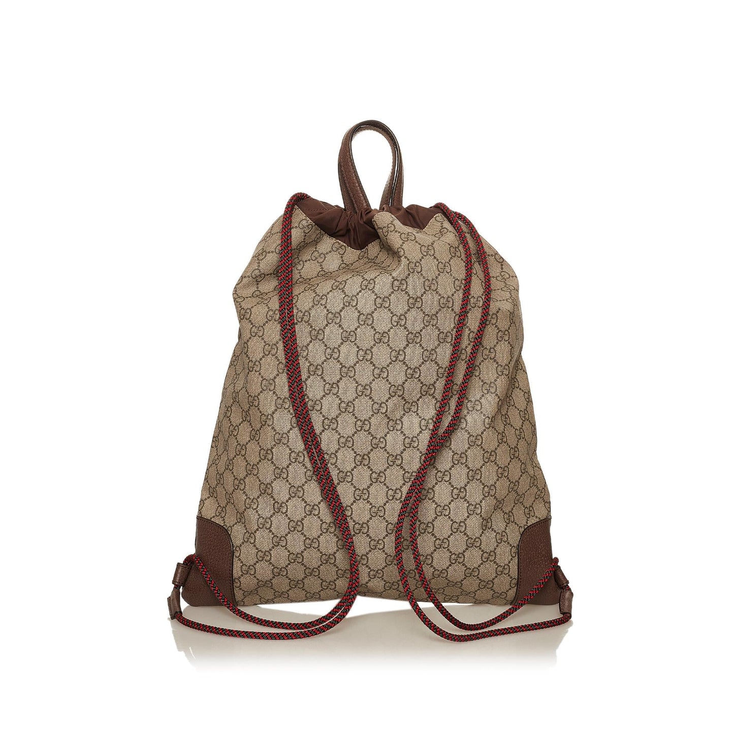 Gucci GG Supreme Courrier Drawstring Backpack Canvas Calf Brown Jewelry Backpack Shg