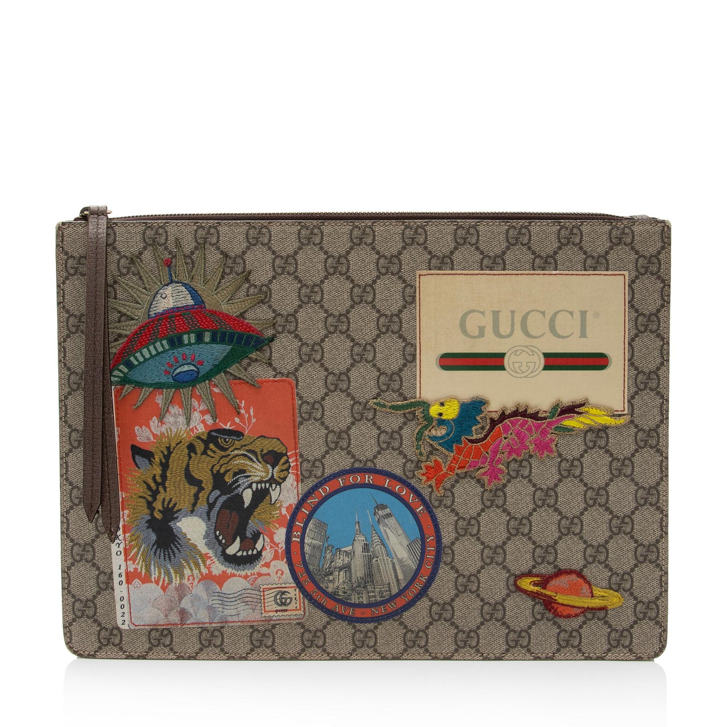 Gucci GG Supreme Courrier Messenger SHF-pgZYso Leather Canvas Beige Clutch Bag