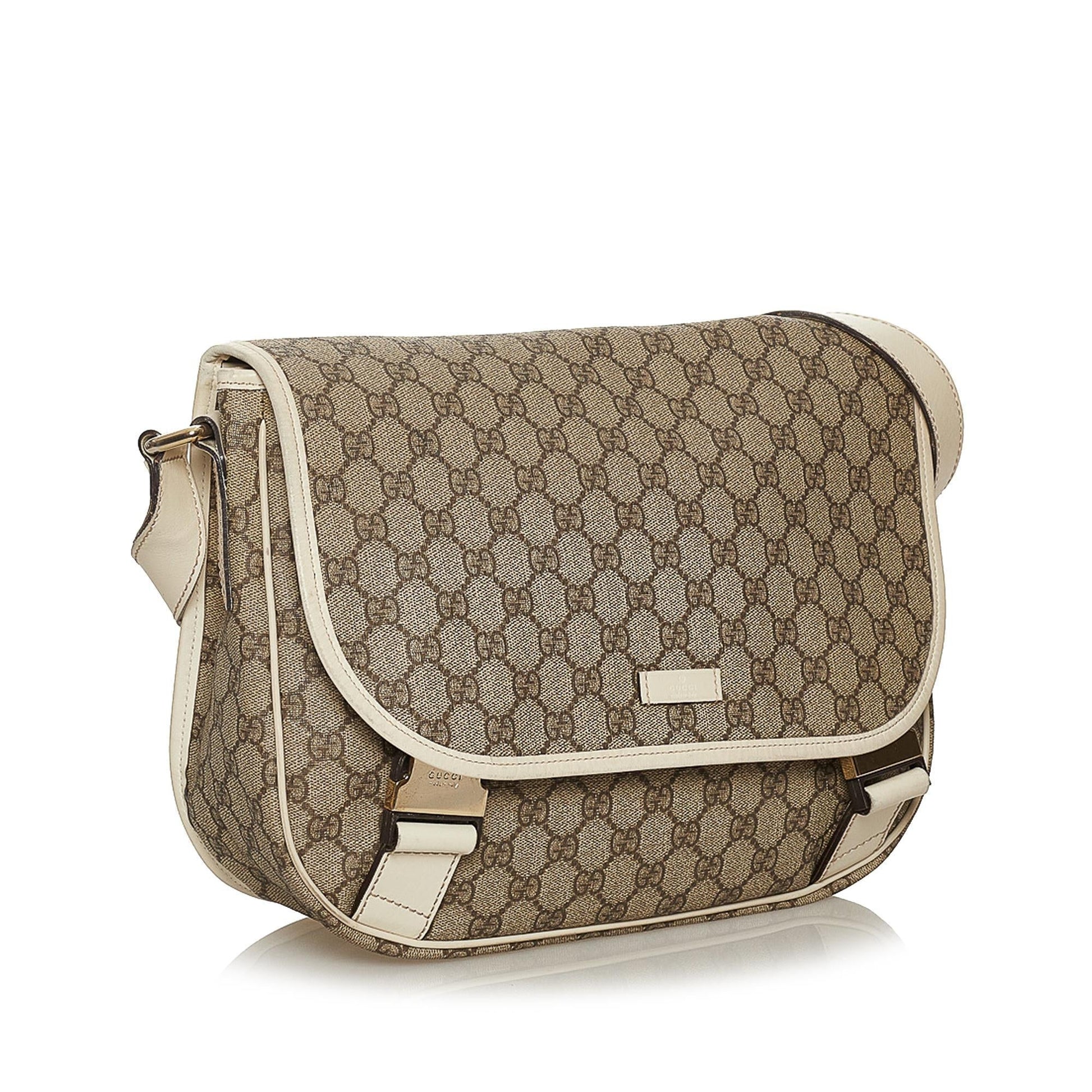 Gucci GG Supreme SHG Canvas White Brown Crossbody Bag