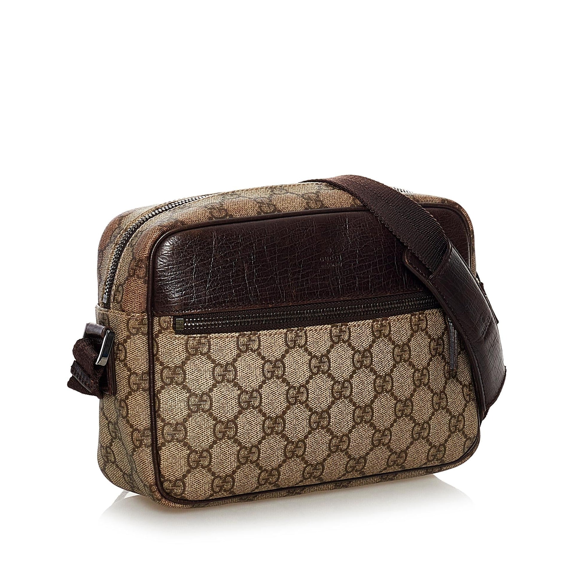 Gucci GG Supreme SHG Canvas Brown Crossbody Bag Bag Shg