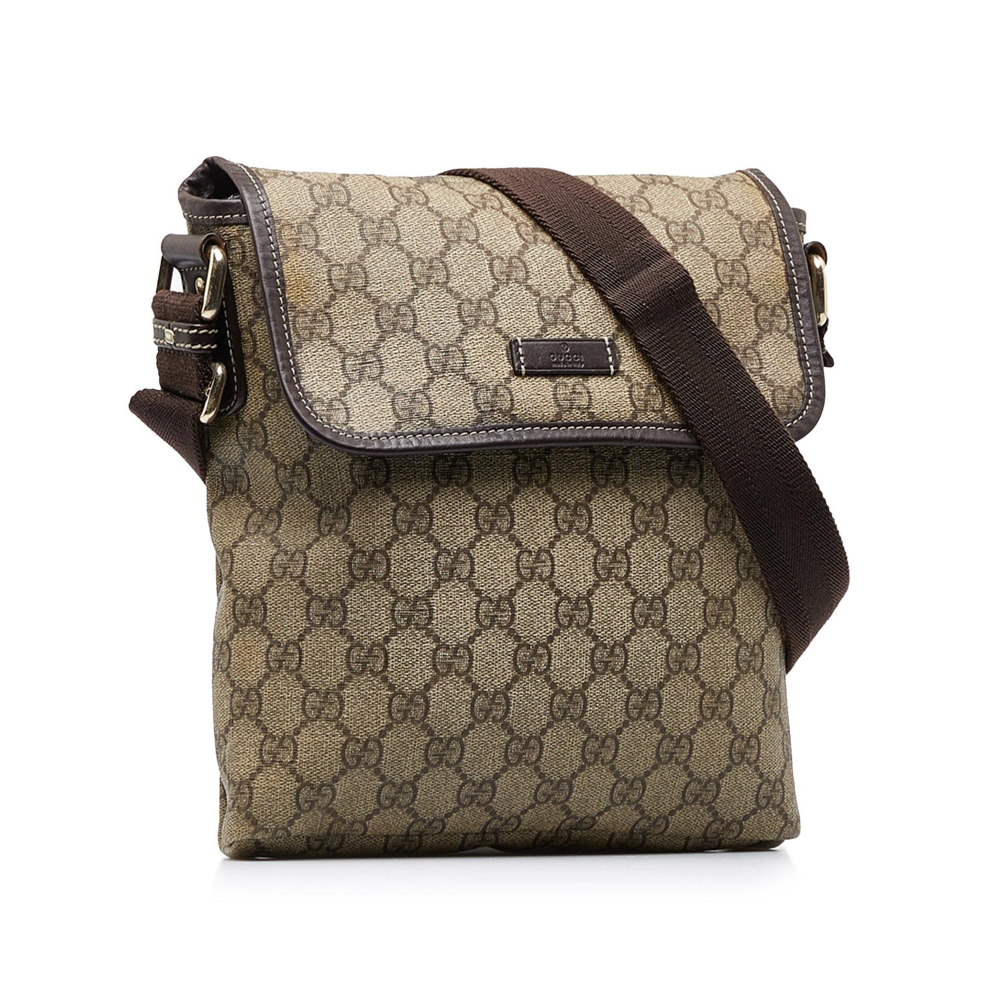 Gucci GG Supreme SHG-Eqc1KN Canvas Calf Brown Crossbody Bag