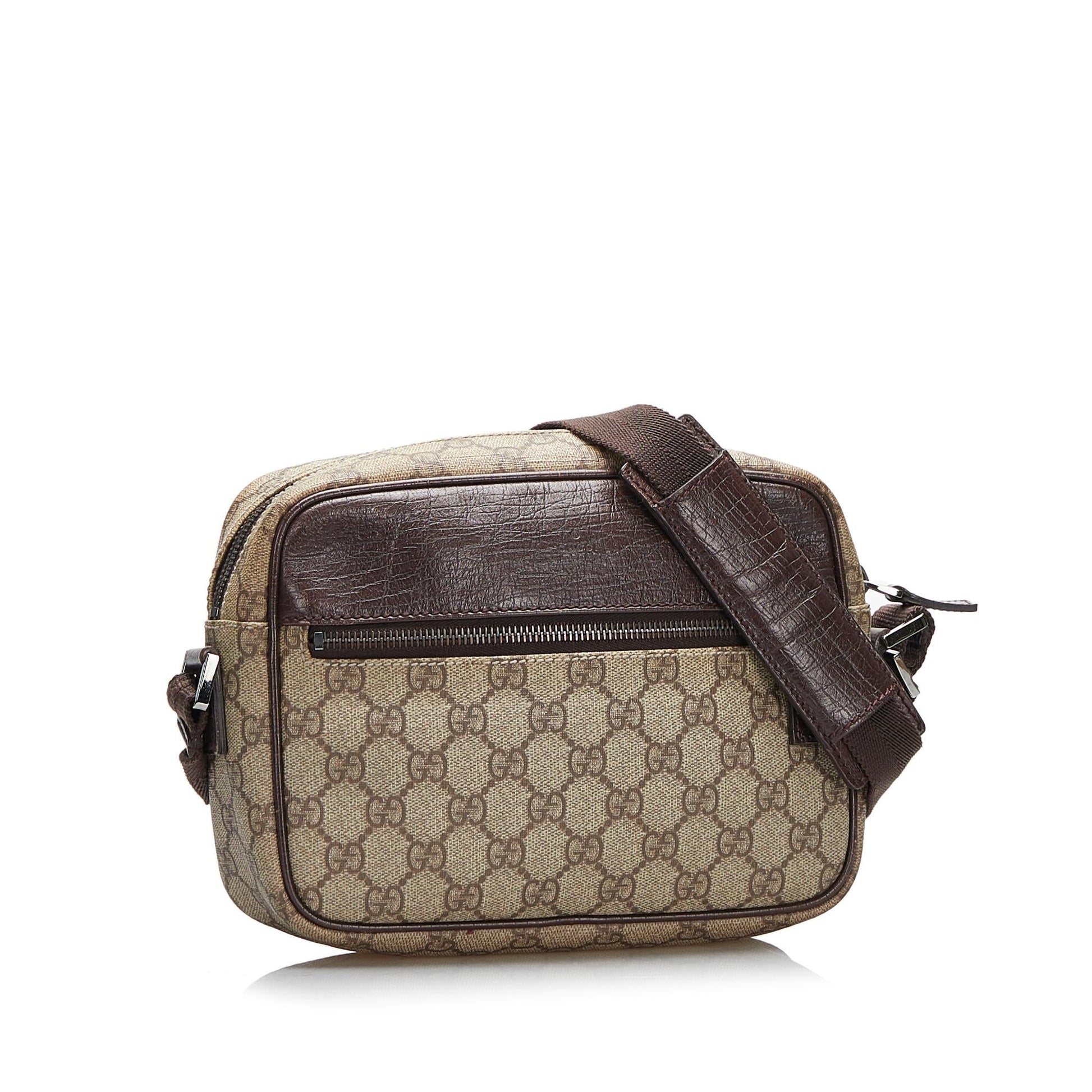 Gucci GG Supreme SHG-8rWKps Canvas Calf Brown Crossbody Bag