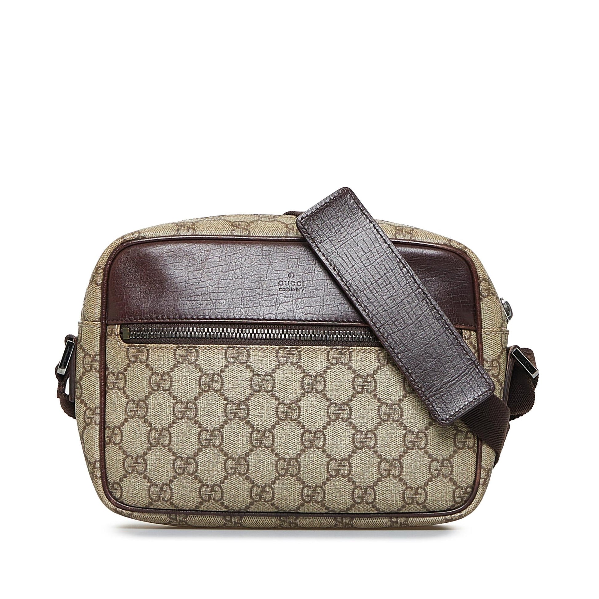 Gucci GG Supreme SHG-FQL0zL Canvas Calf Brown Crossbody Bag