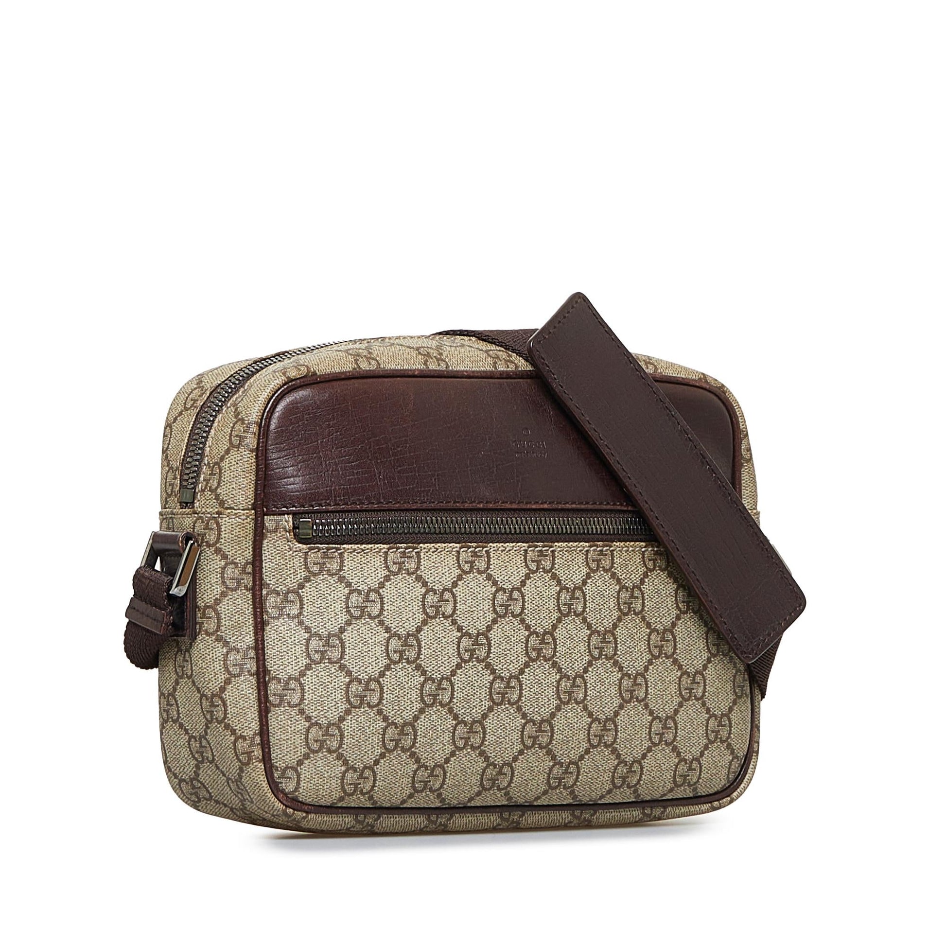 Gucci GG Supreme SHG-FQL0zL Canvas Calf Brown Crossbody Bag