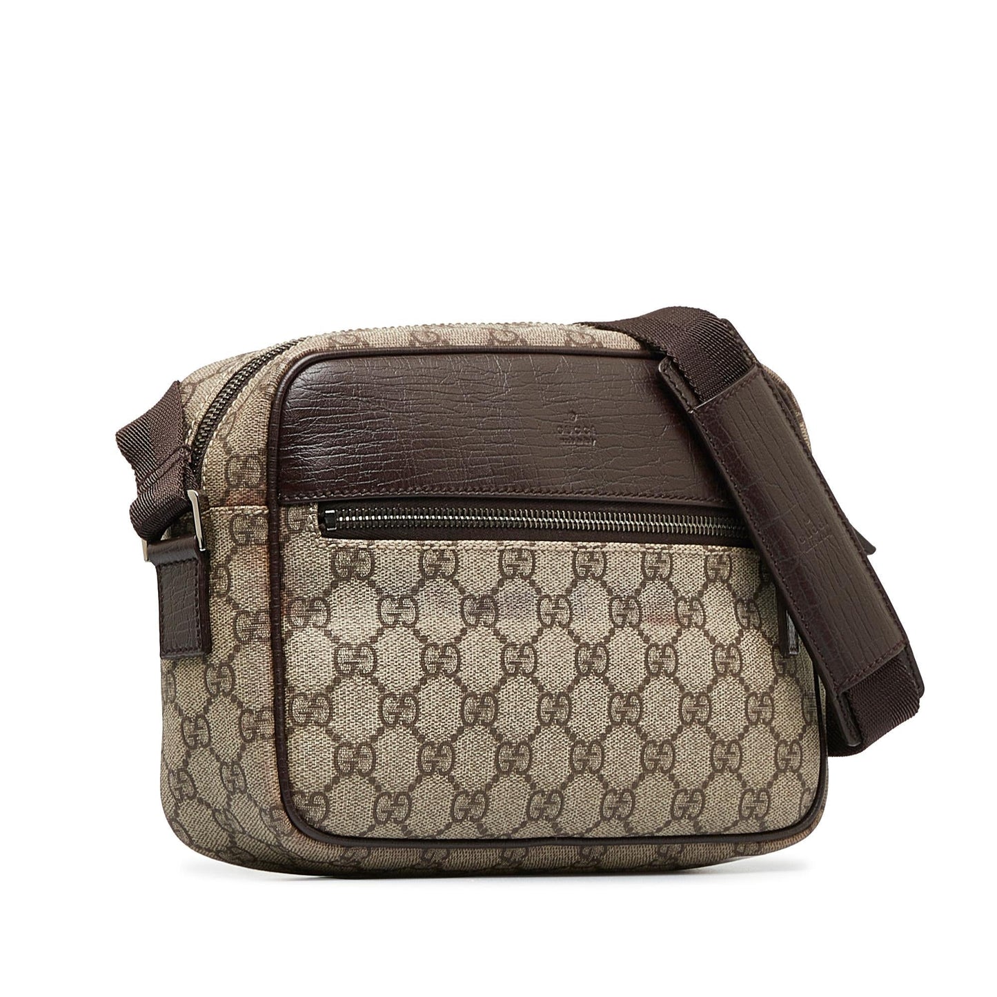 Gucci GG Supreme SHG-58rag1 Canvas Calf Brown Crossbody Bag