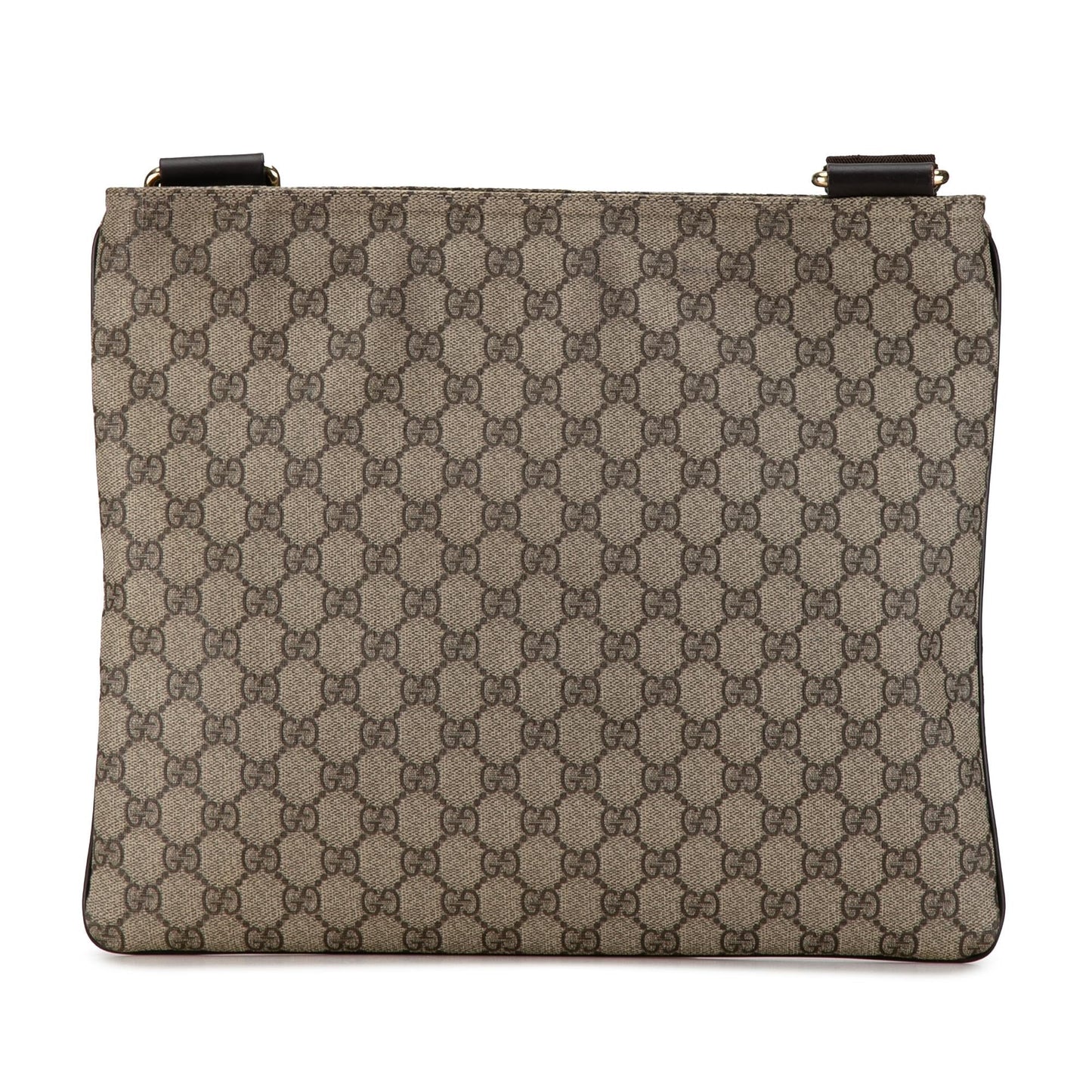 Gucci GG Supreme Canvas Calf Brown Crossbody Bag Shg Qgjuwb