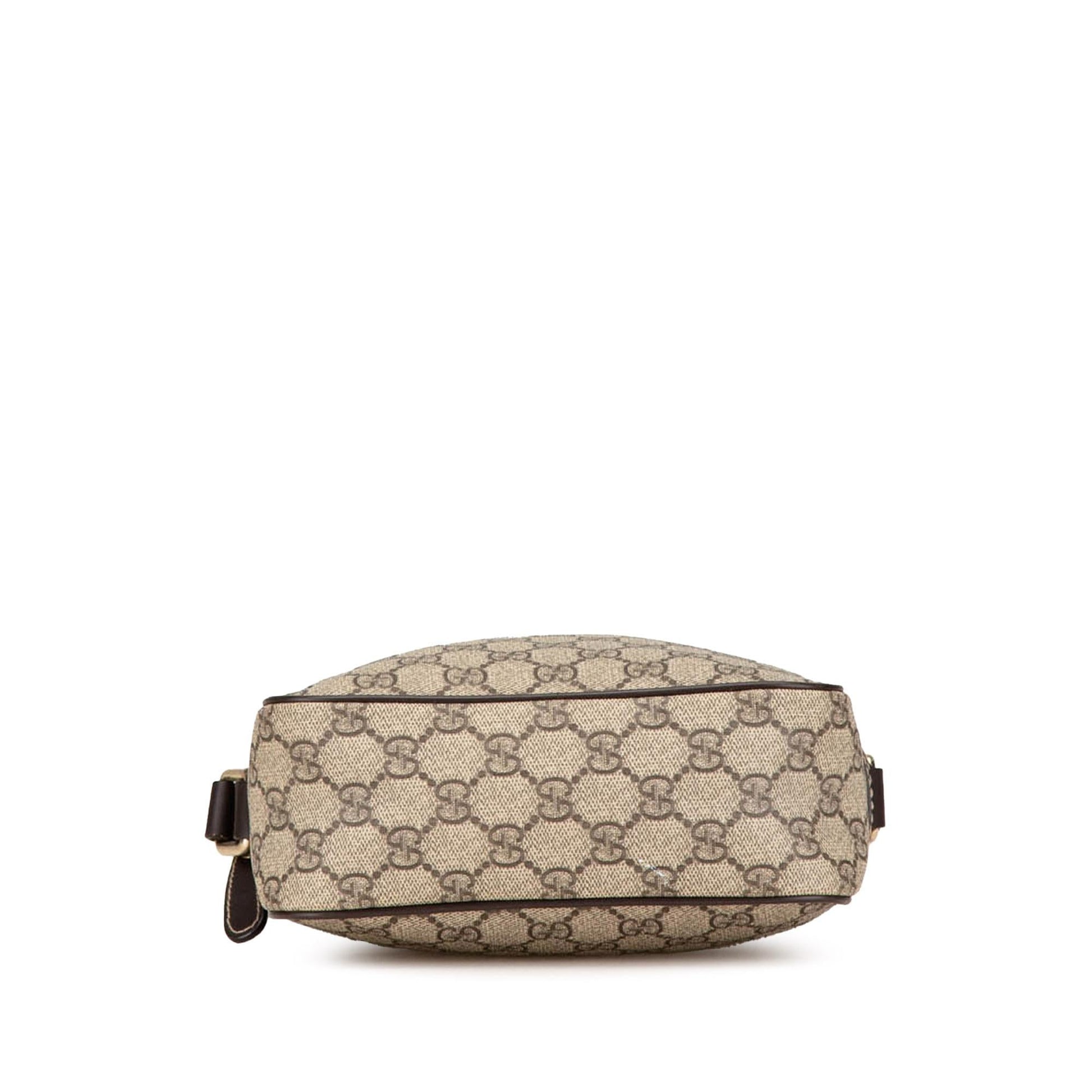 Gucci GG Supreme Canvas Calf Brown Crossbody Bag Shg Jyvlsc
