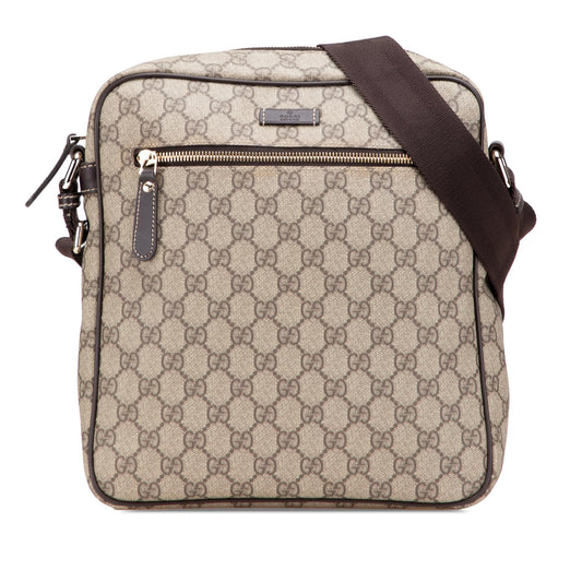Gucci GG Supreme Canvas Calf Brown Crossbody Bag