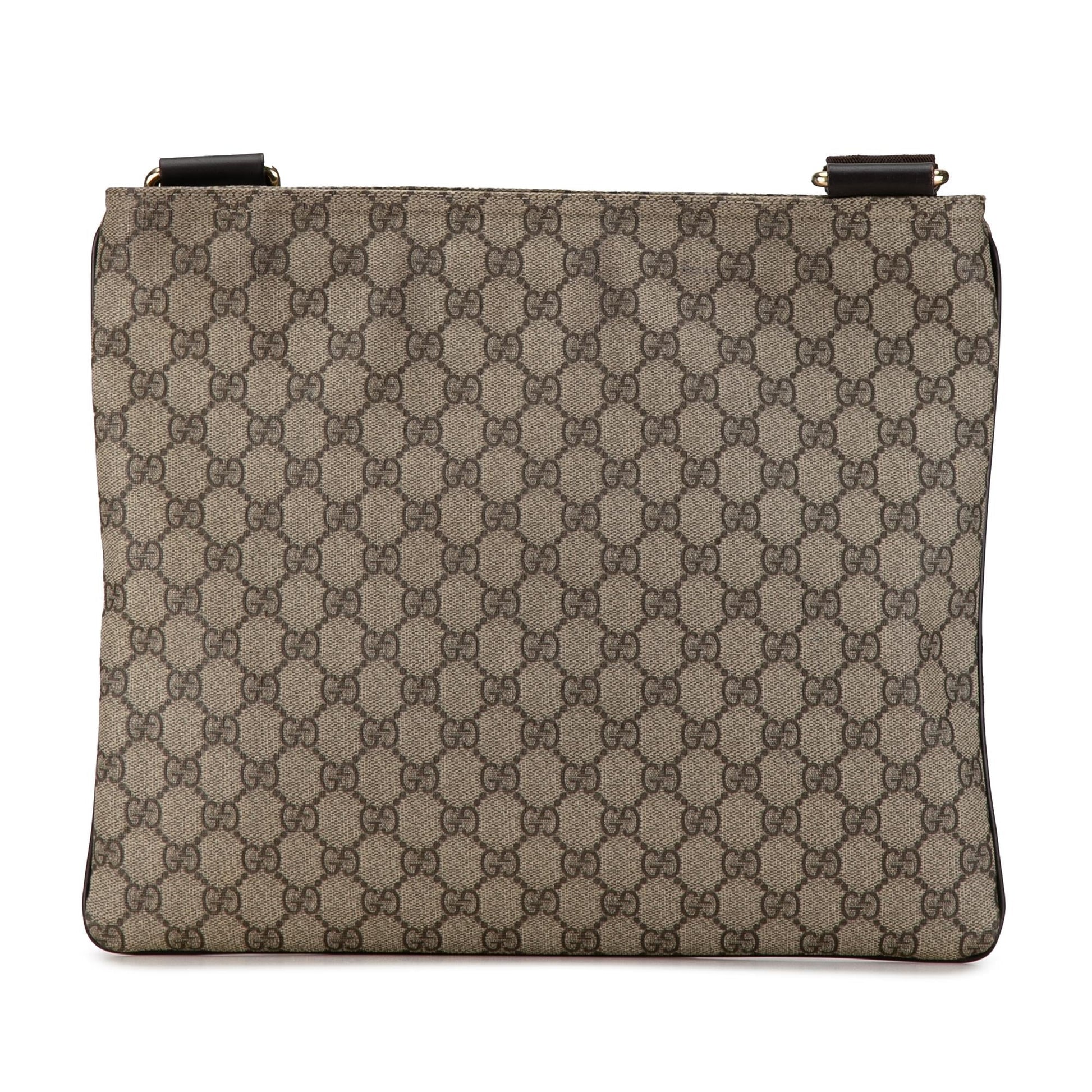 Gucci GG Supreme Canvas Calf Brown Crossbody Bag Crossbody 25