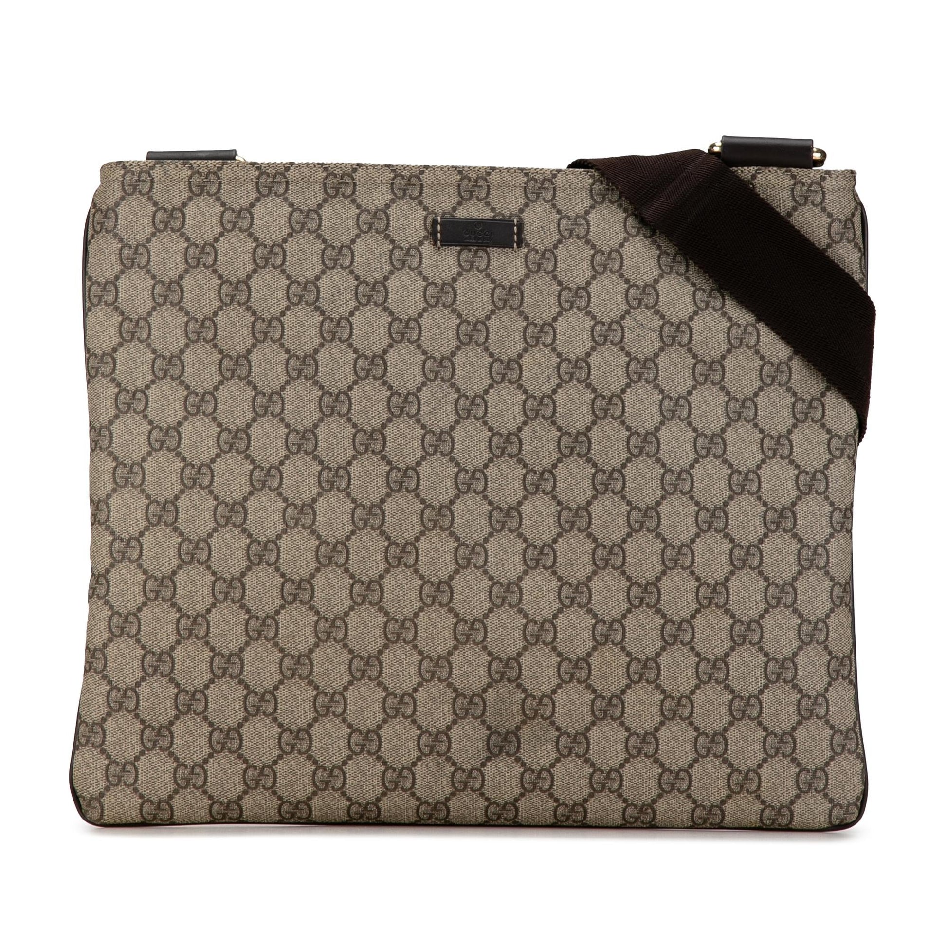 Gucci GG Supreme Canvas Calf Brown Crossbody Bag Crossbody 25