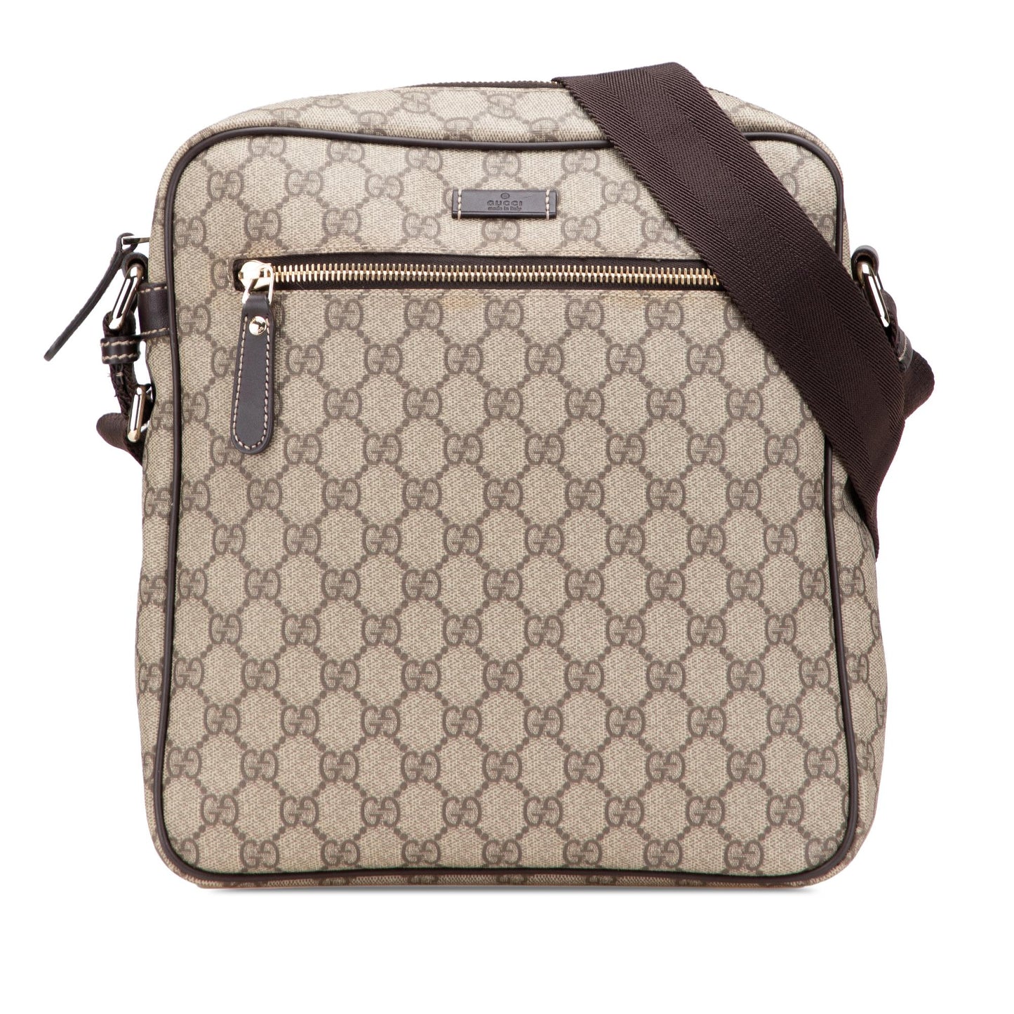 Gucci GG Supreme Canvas Calf Brown Crossbody Bag Crossbody 26