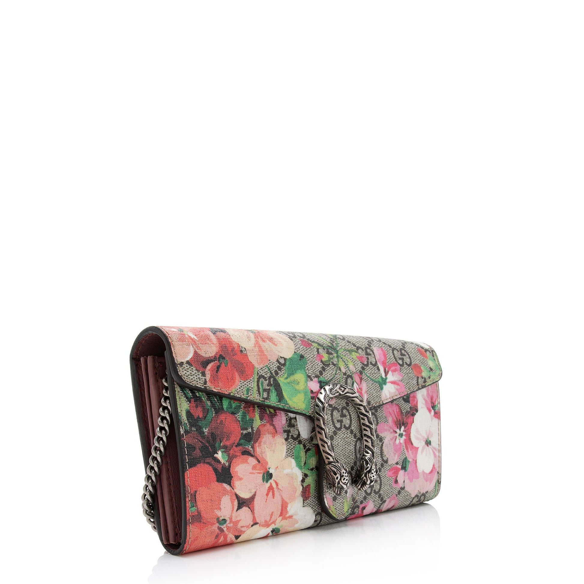 Gucci GG Supreme Blooms Dionysus Wallet Leather Canvas Beige Pink Shoulder Bag