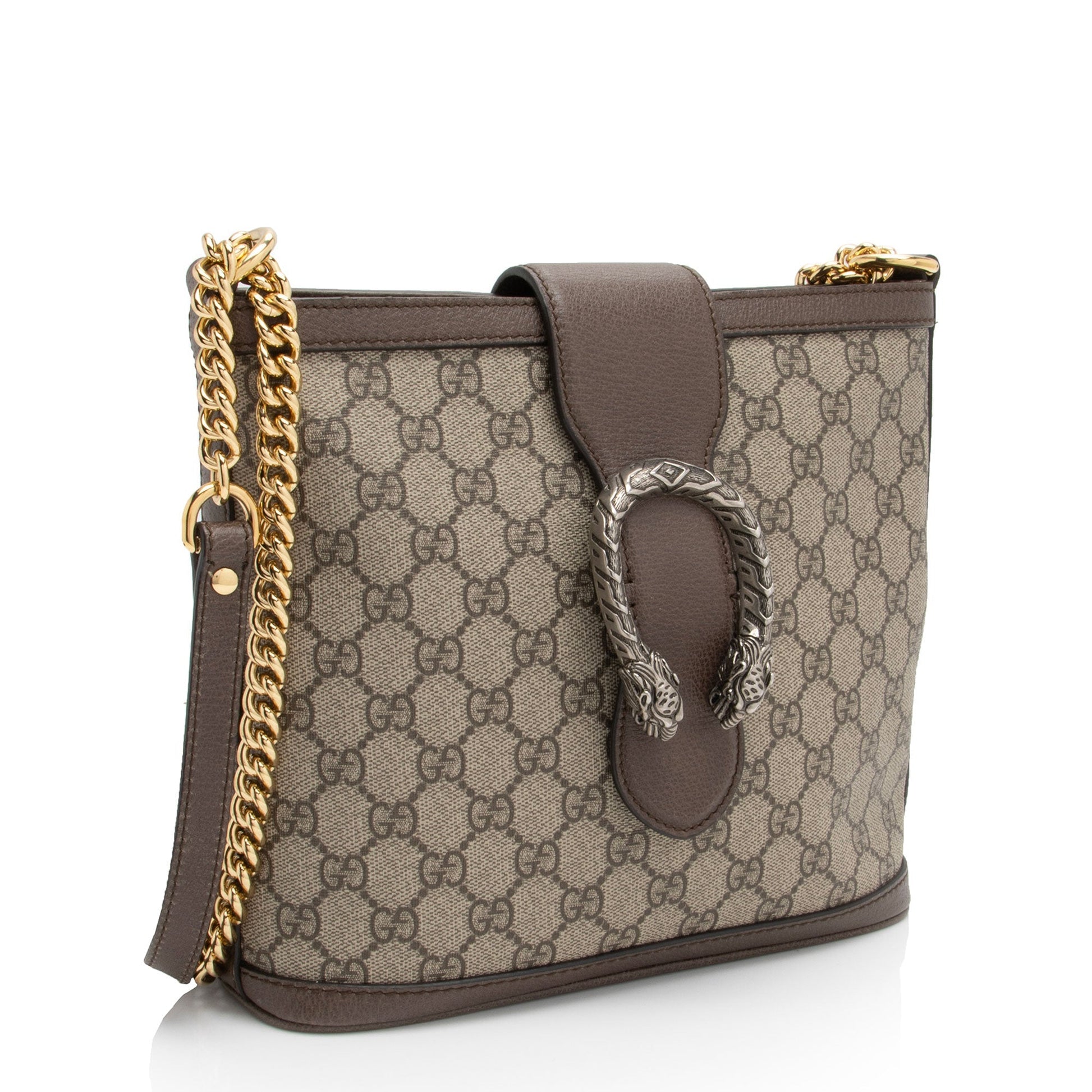 Gucci GG Supreme Dionysus Bucket Leather Canvas Brown Beige Crossbody Bag
