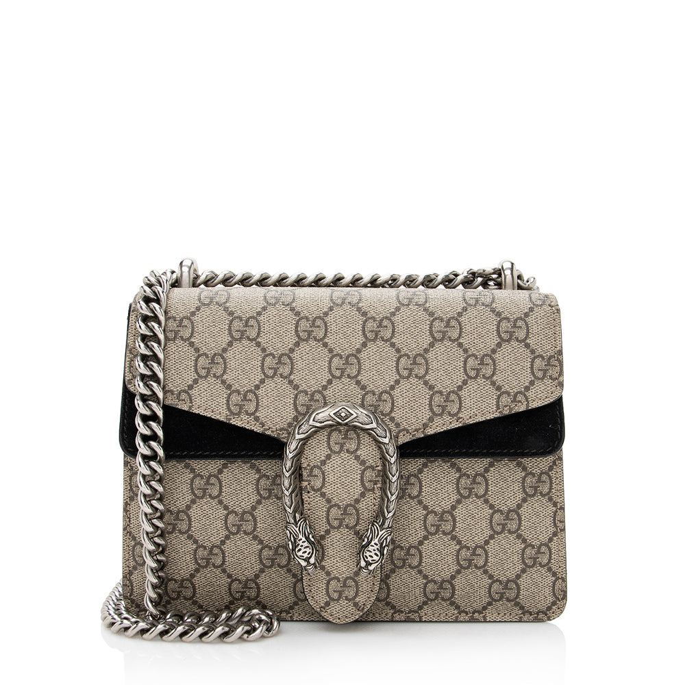 Gucci GG Supreme Dionysus SHF Canvas Suede Black Beige Crossbody Bag