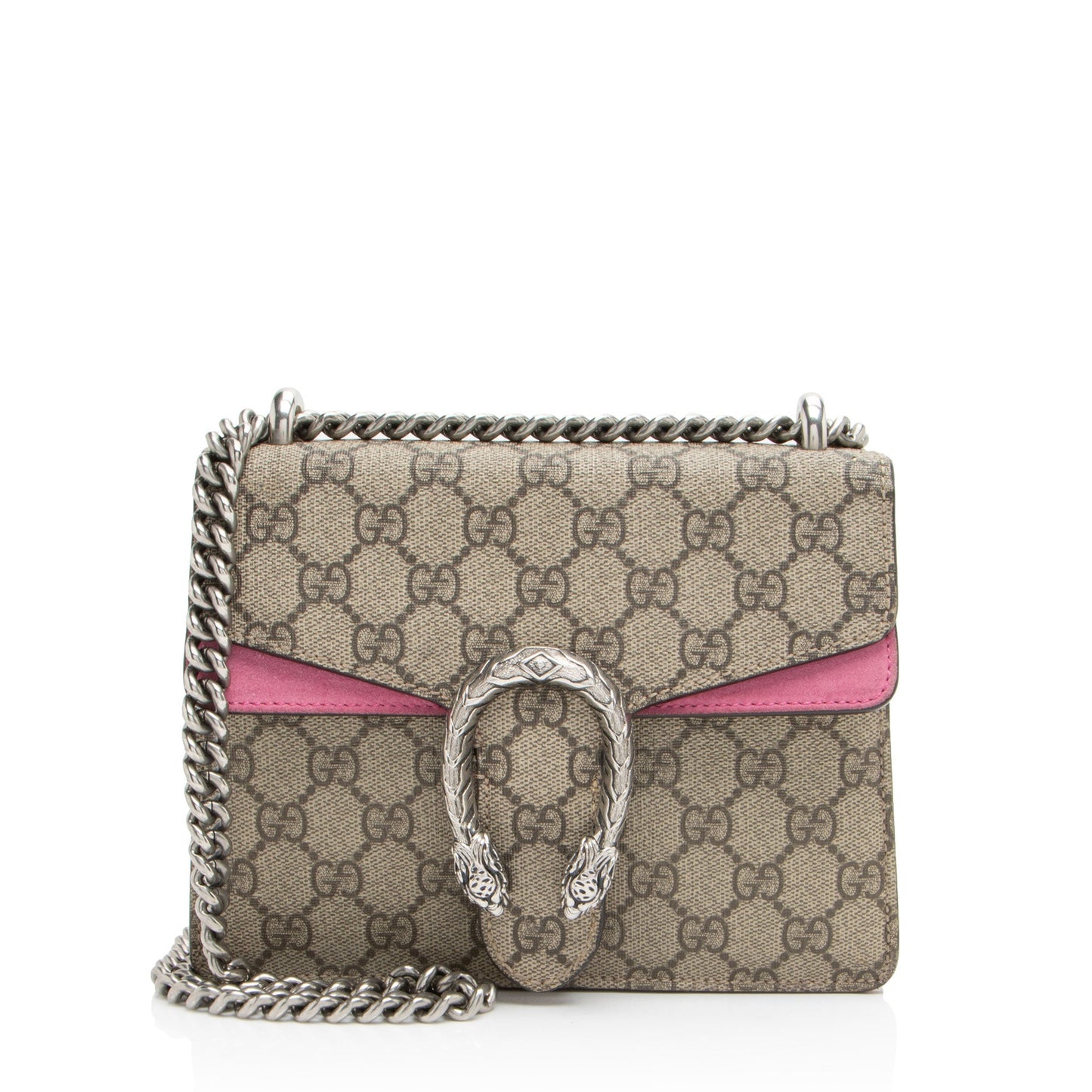 Gucci GG Supreme Dionysus Canvas Suede Beige Pink Crossbody Bag