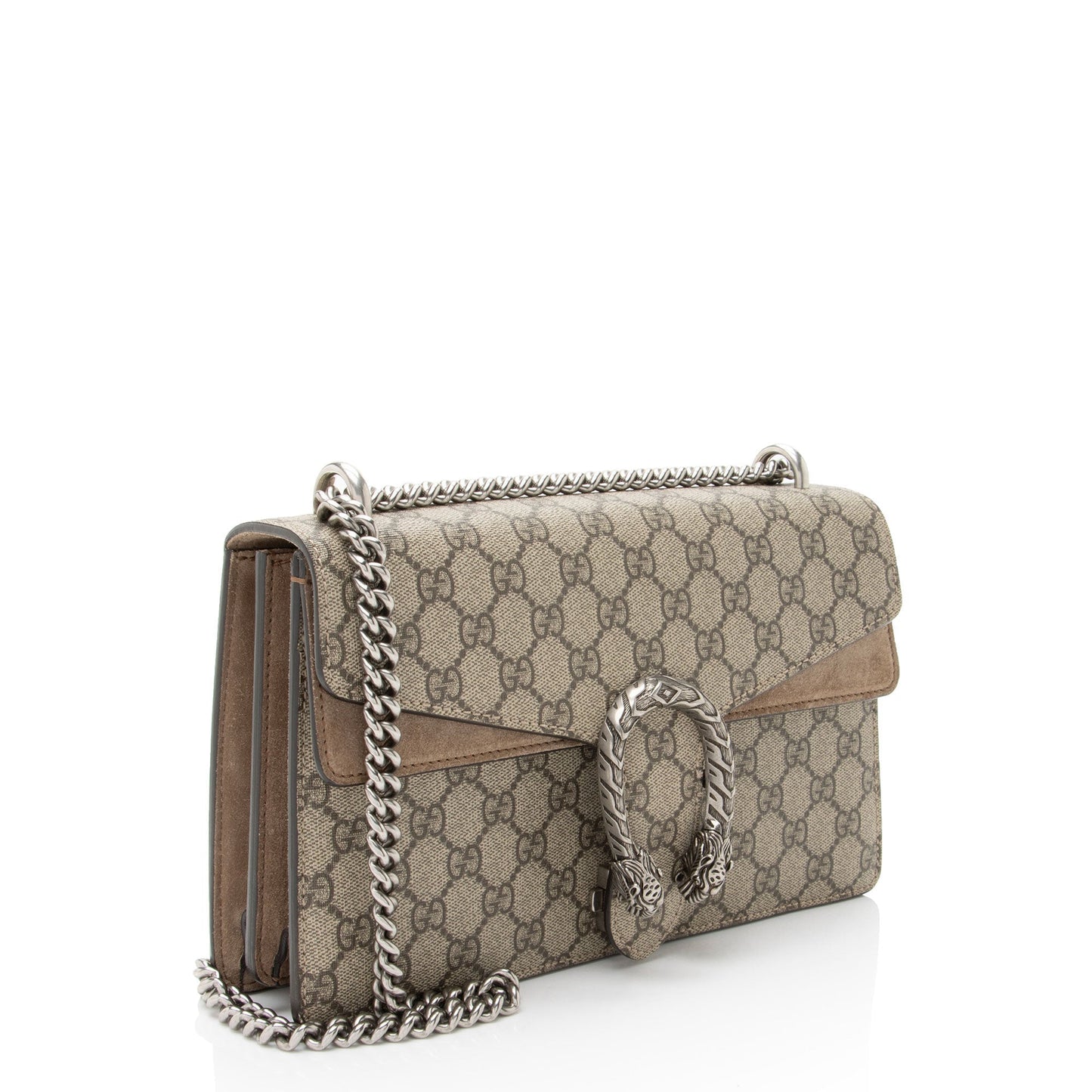 Gucci GG Supreme Dionysus Canvas Suede Beige Small Shoulder Bag