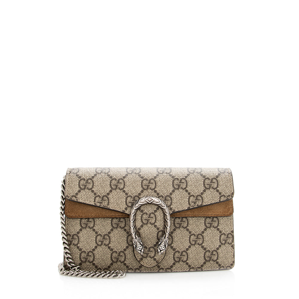 Gucci GG Supreme Dionysus Super SHF Leather Canvas Suede Brown Crossbody Bag