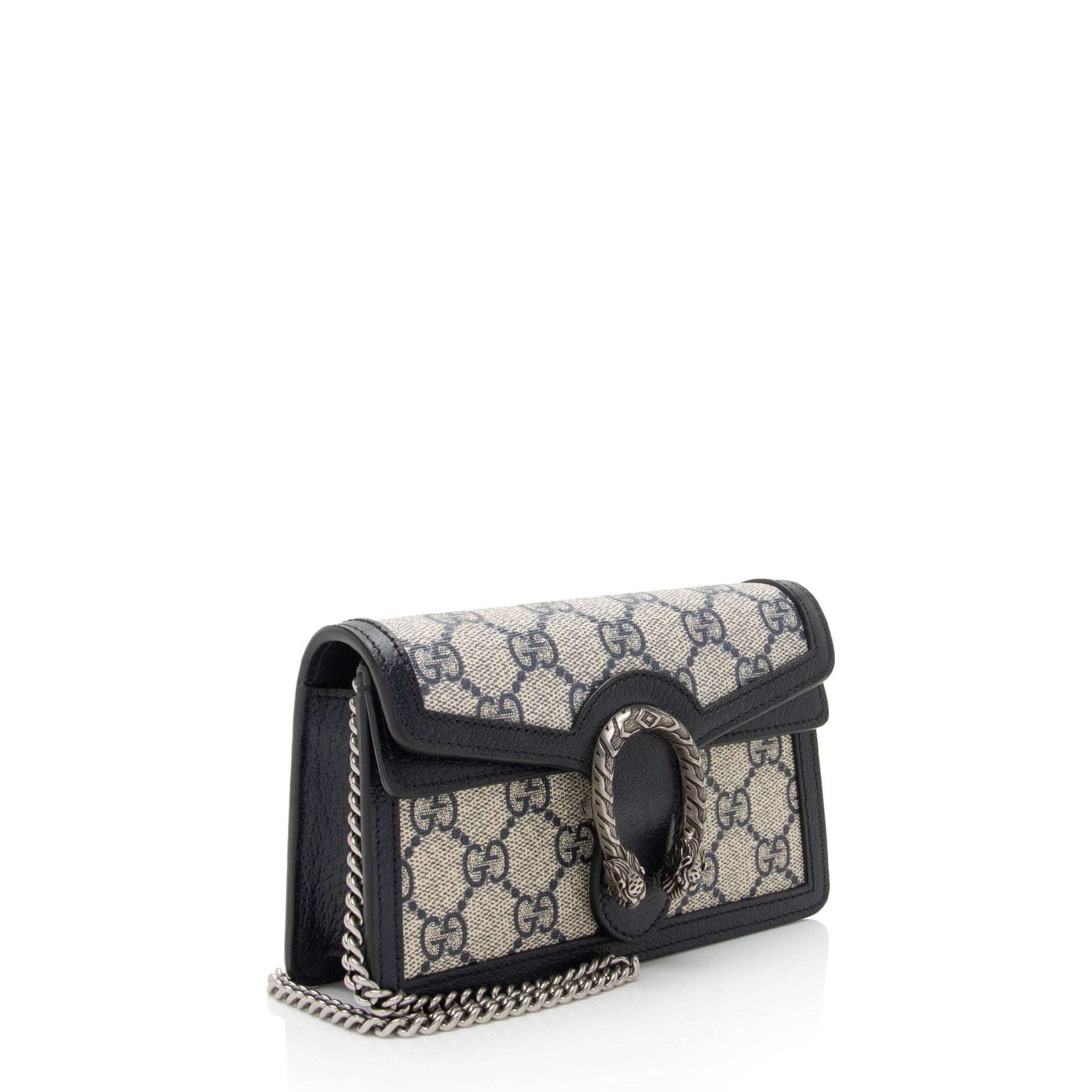 Gucci GG Supreme Dionysus Super SHF-c0B6hR Leather Canvas Beige Blue Crossbody Bag