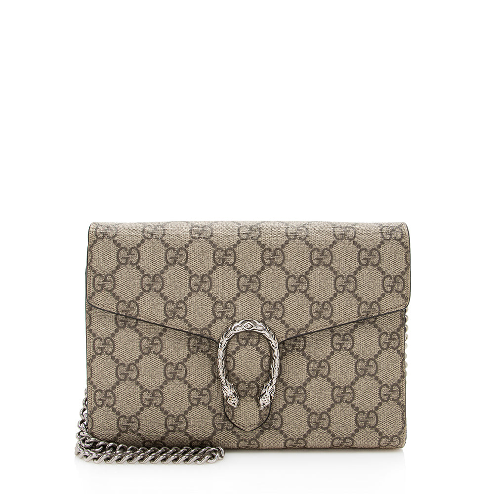 Gucci GG Supreme Dionysus Wallet on Leather Canvas Brown Beige Crossbody Bag