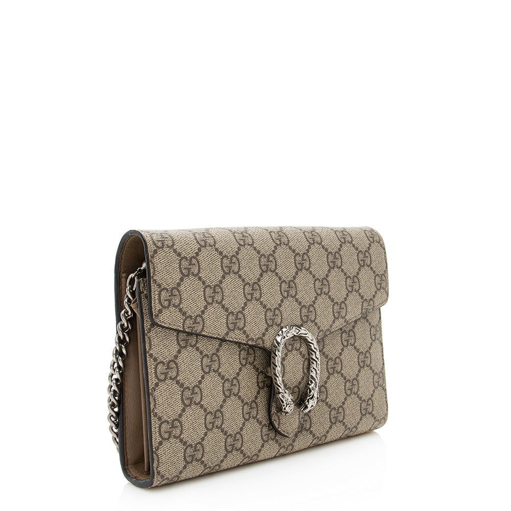 Gucci GG Supreme Dionysus Wallet on Leather Canvas Brown Beige Crossbody Bag
