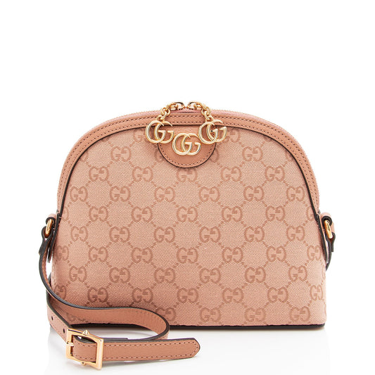Gucci GG Supreme Dome SHF-Wc81xV Leather Canvas Pink Small Crossbody Bag