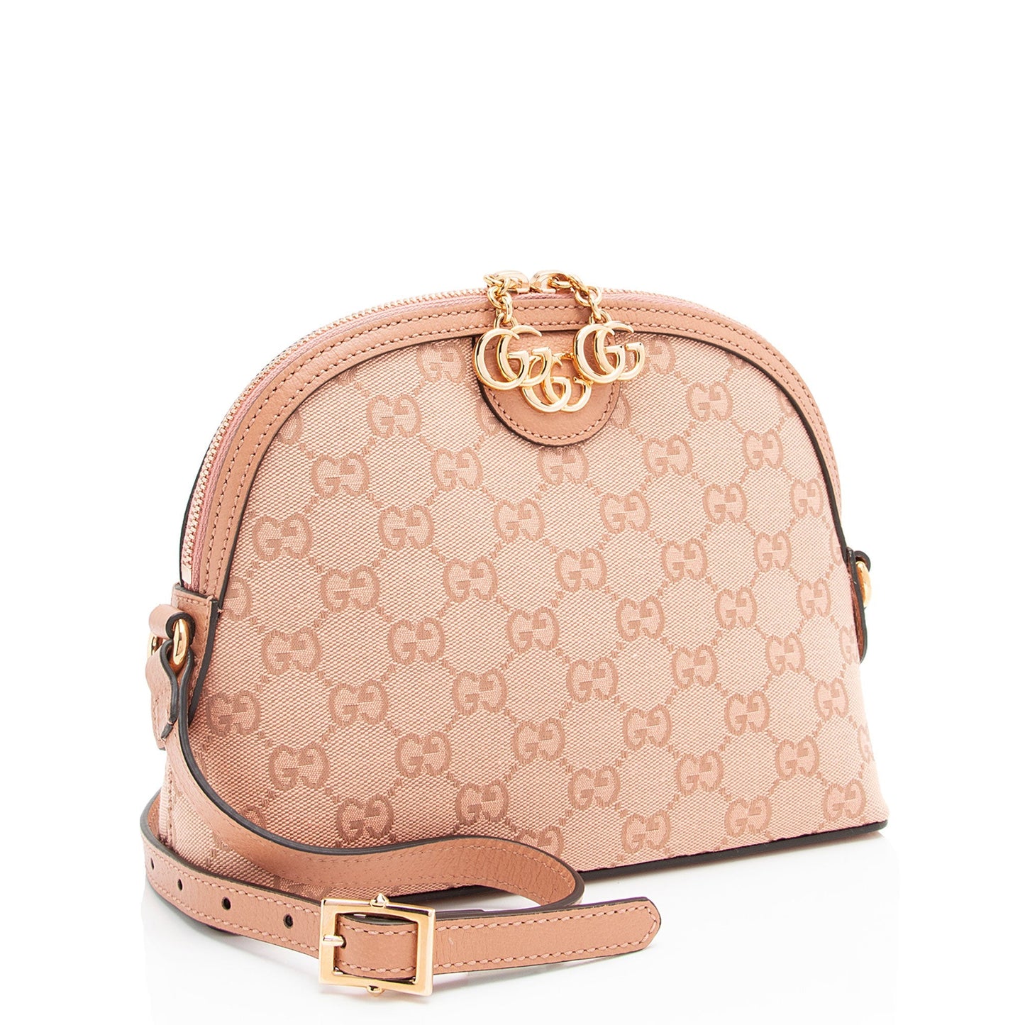Gucci GG Supreme Dome SHF-Wc81xV Leather Canvas Pink Small Crossbody Bag