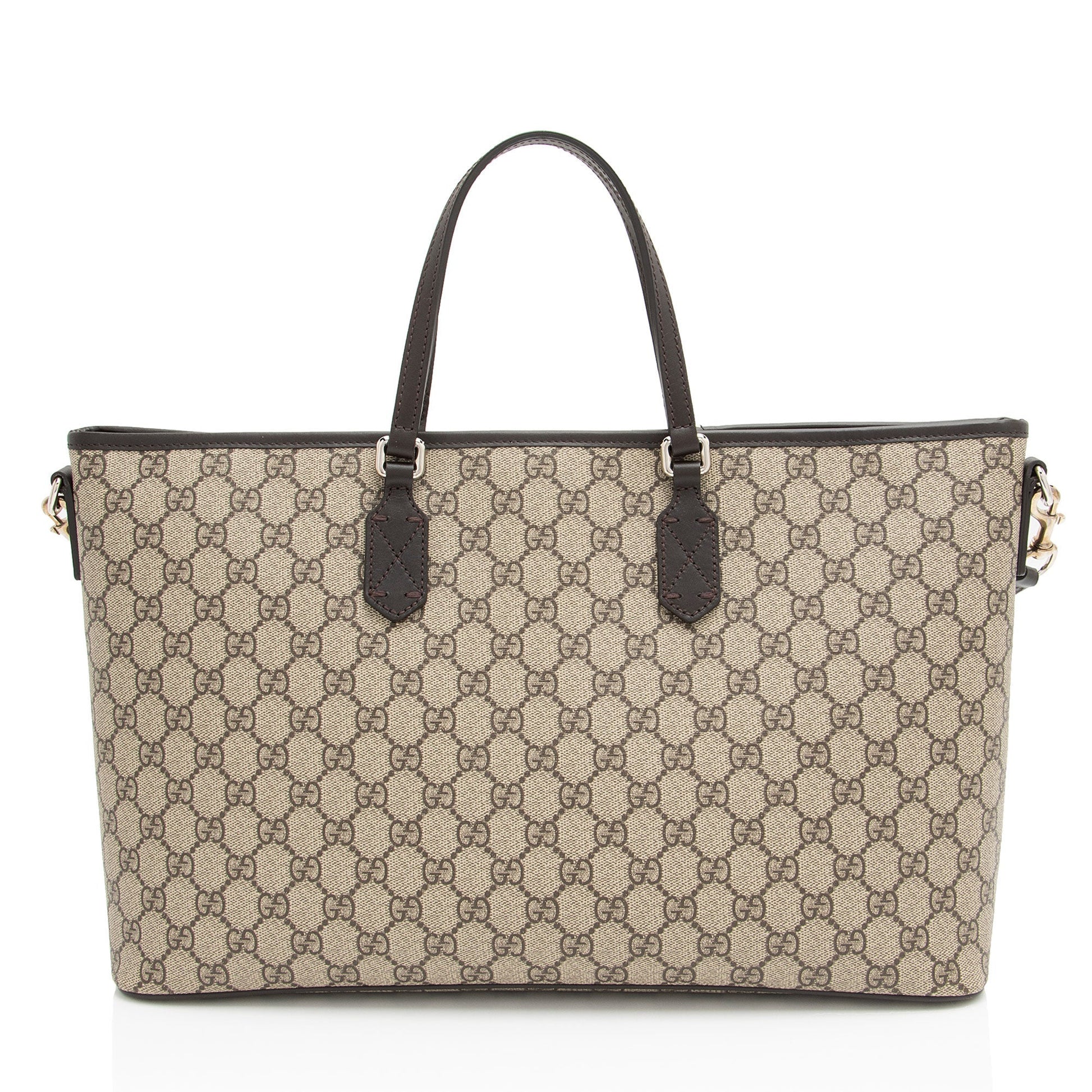 Gucci GG Supreme Eden SHF-WiH7py Leather Canvas Brown Beige Tote Bag