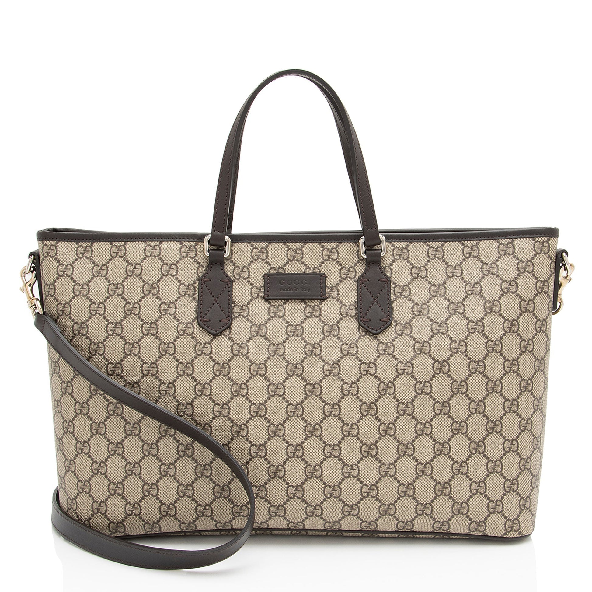 Gucci GG Supreme Eden SHF-WiH7py Leather Canvas Brown Beige Tote Bag