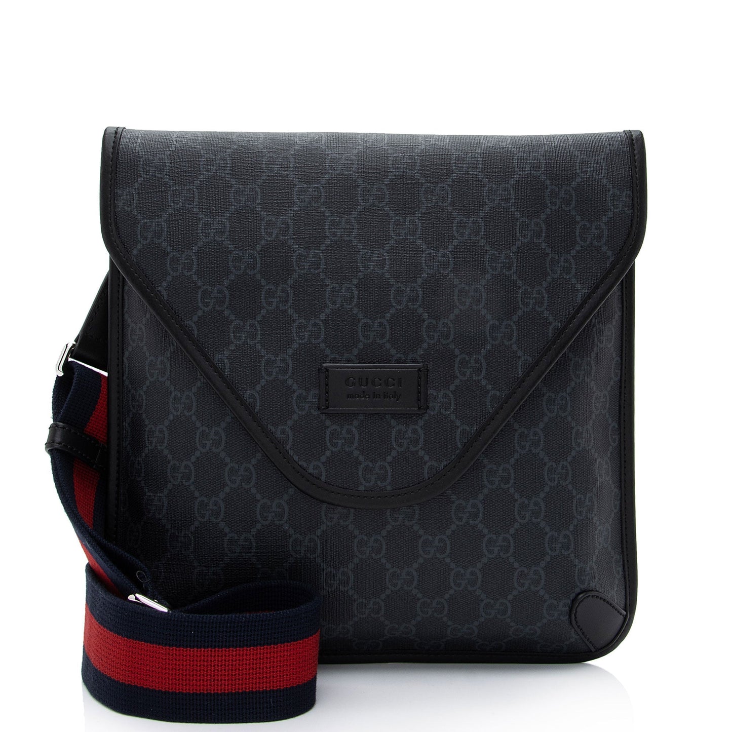 Gucci GG Supreme Envelope Messenger SHF-wZrT5w Leather Canvas Nylon Black Shoulder Bag
