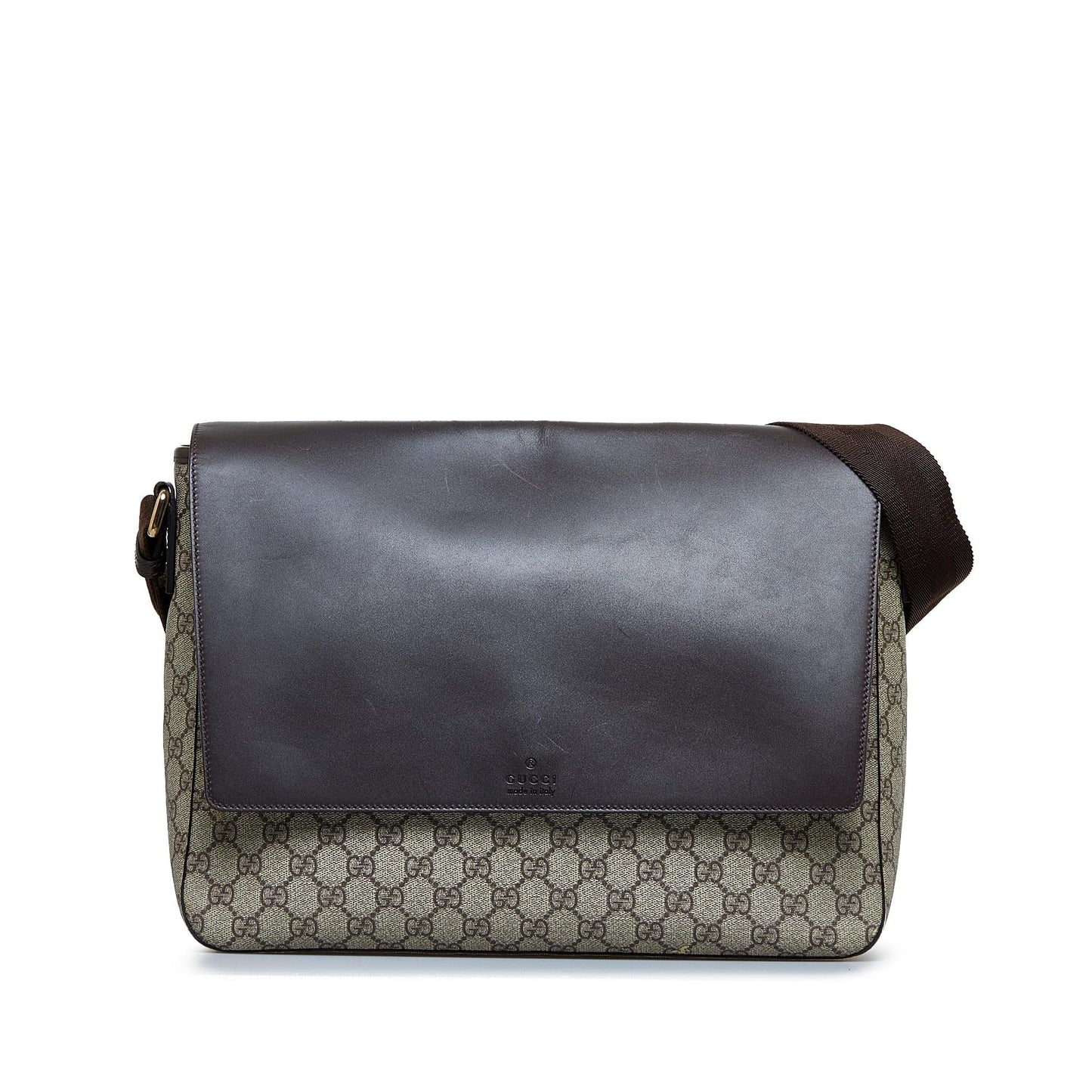 Gucci GG Supreme Messenger SHG-auy0Qj Canvas Brown Flap Crossbody Bag