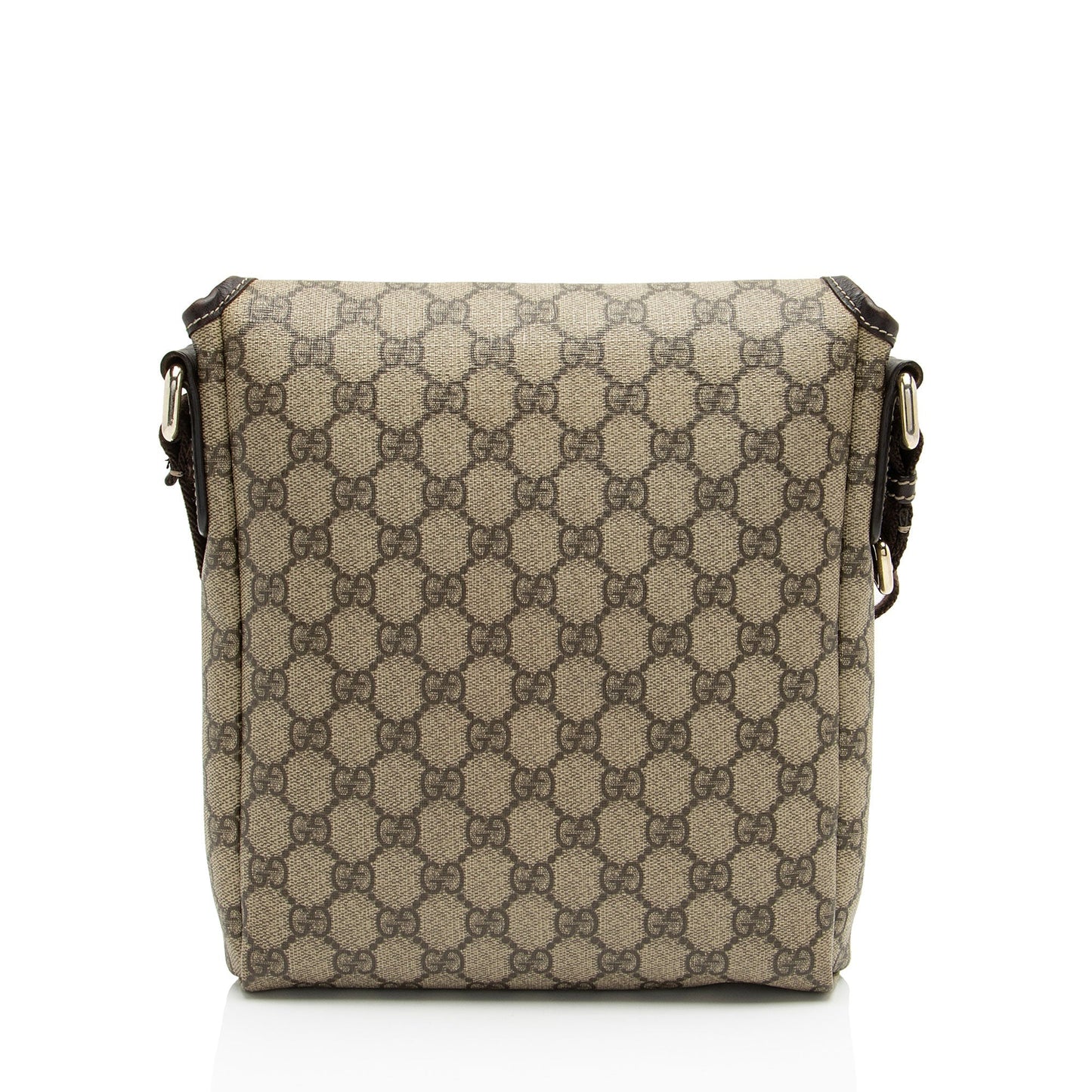 Gucci GG Supreme Flap Messenger Leather Canvas Nylon Brown Shoulder Bag