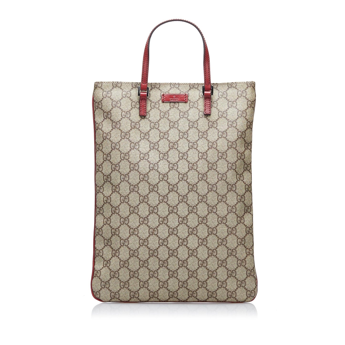 Gucci GG Supreme Flat Vertical SHG-AwXevK Canvas Calf Brown Red Shoes