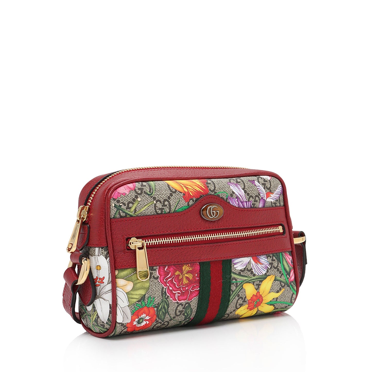 Gucci GG Supreme Flora Ophidia SHF-nnkZFw Leather Canvas Nylon Beige Crossbody Bag