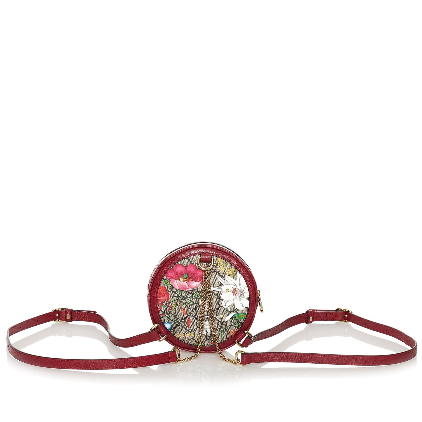 Gucci GG Supreme Flora Ophidia Round Canvas Red Backpack 5