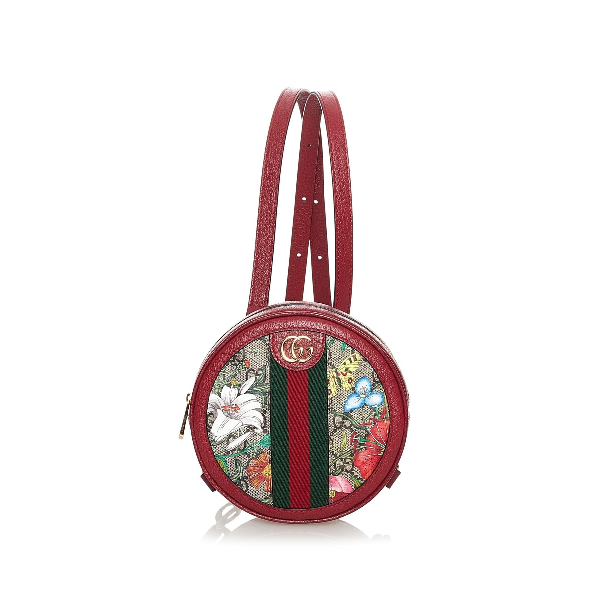 Gucci GG Supreme Flora Ophidia Round Canvas Red Backpack 5