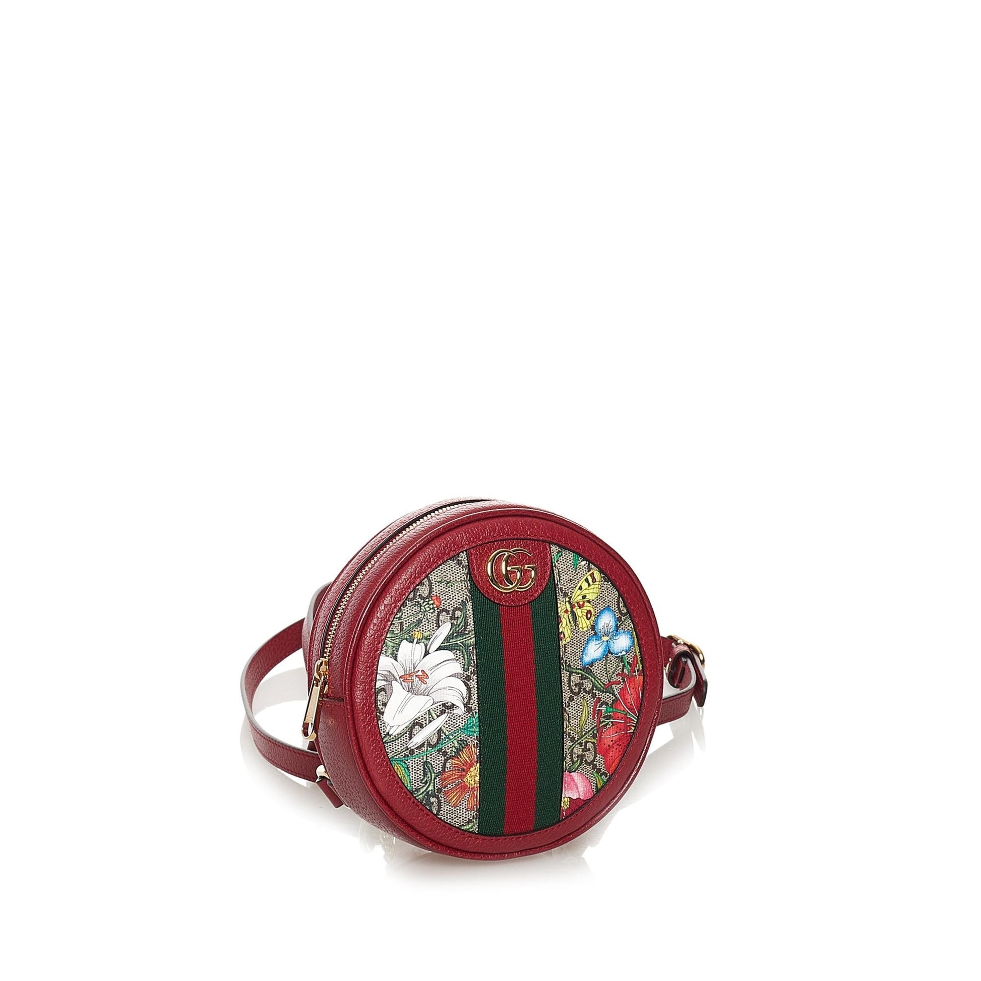 Gucci GG Supreme Flora Ophidia Round Canvas Red Backpack 5