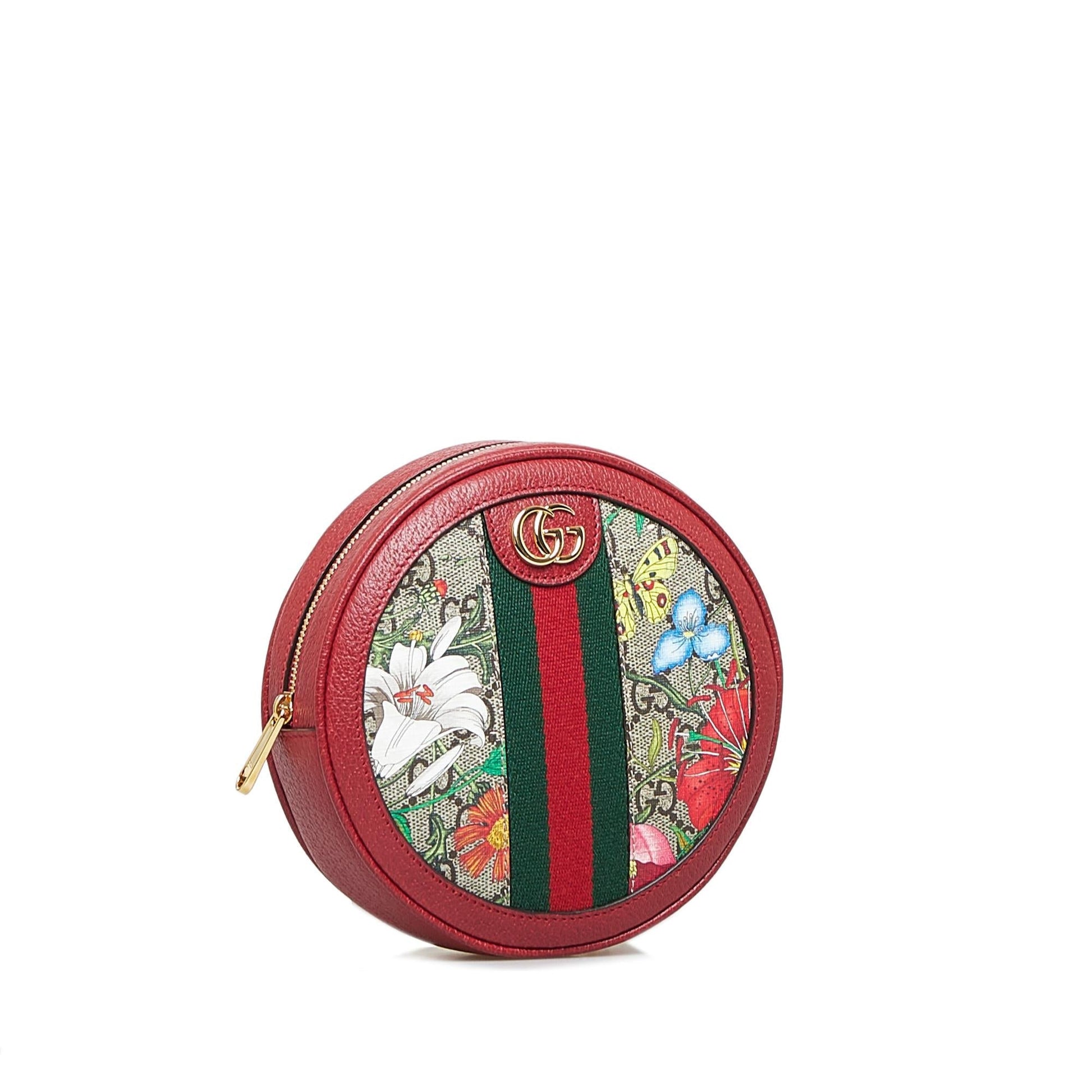 Gucci GG Supreme Flora Ophidia Round Canvas Red Backpack