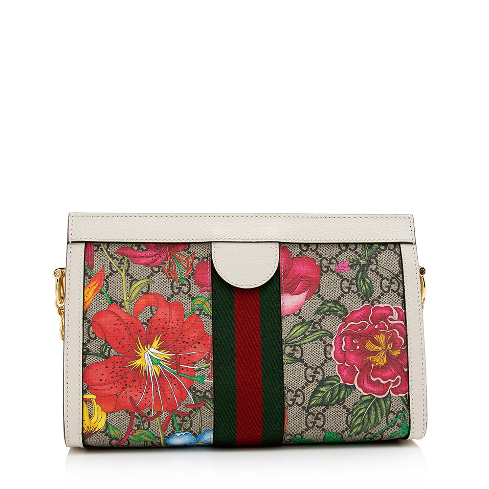 Gucci GG Supreme Flora Ophidia SHF-KjBjS9 Leather Canvas Nylon White Shoulder Bag